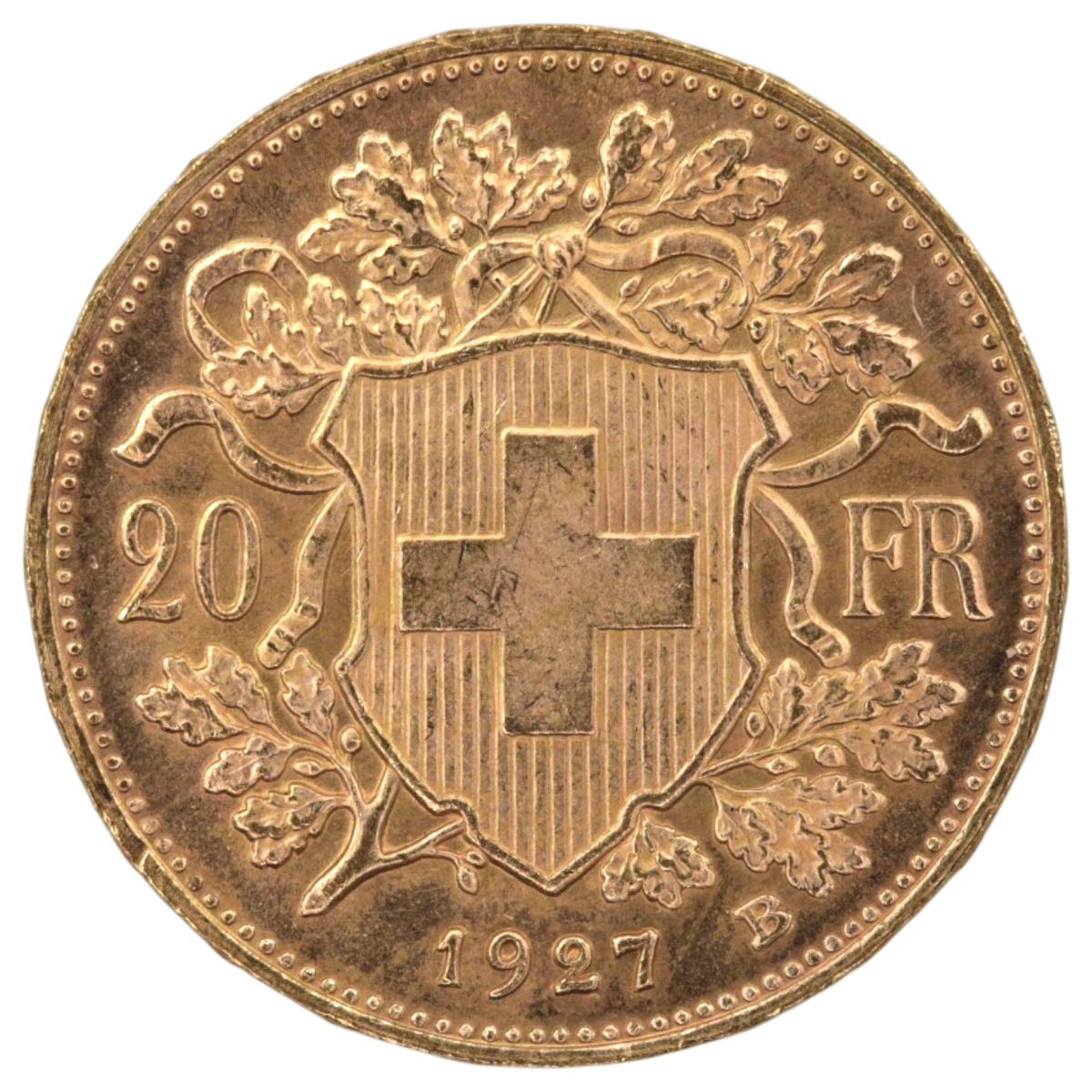 スイス 20フラン金貨 1927年 ベルン鋳 ヘルヴェティア