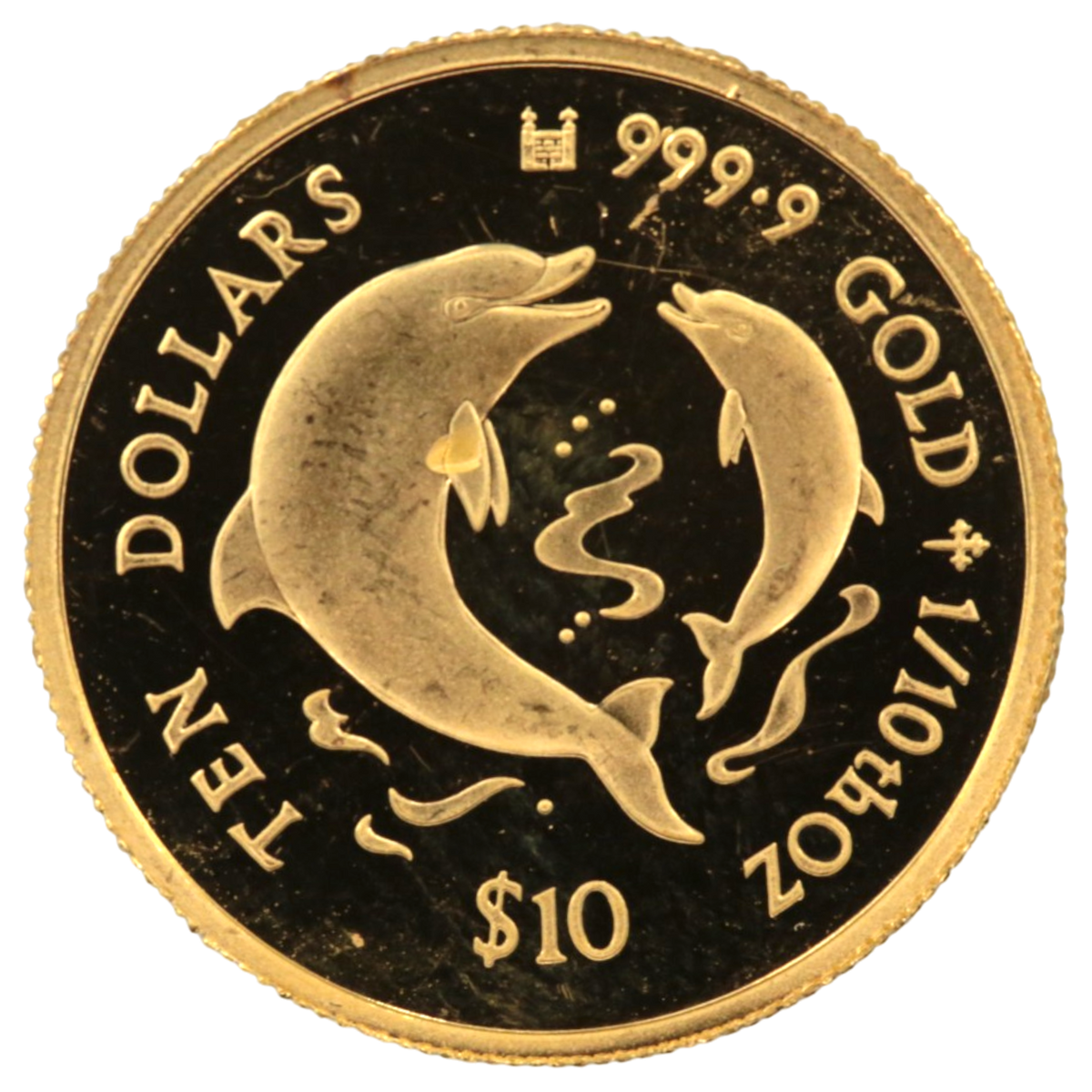 クック島 10ドル金貨 1998年 イルカの親子