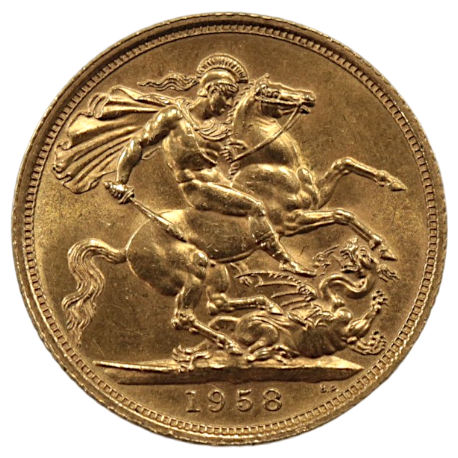 イギリス ソヴリン金貨 1958年 ロンドン鋳 エリザベス2世 聖ジョージの竜退治