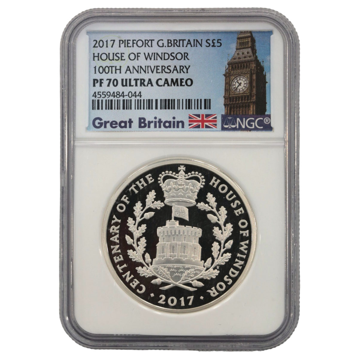 イギリス 5ポンド銀貨 2017年 ウィンザー家100周年 NGC PF70UC