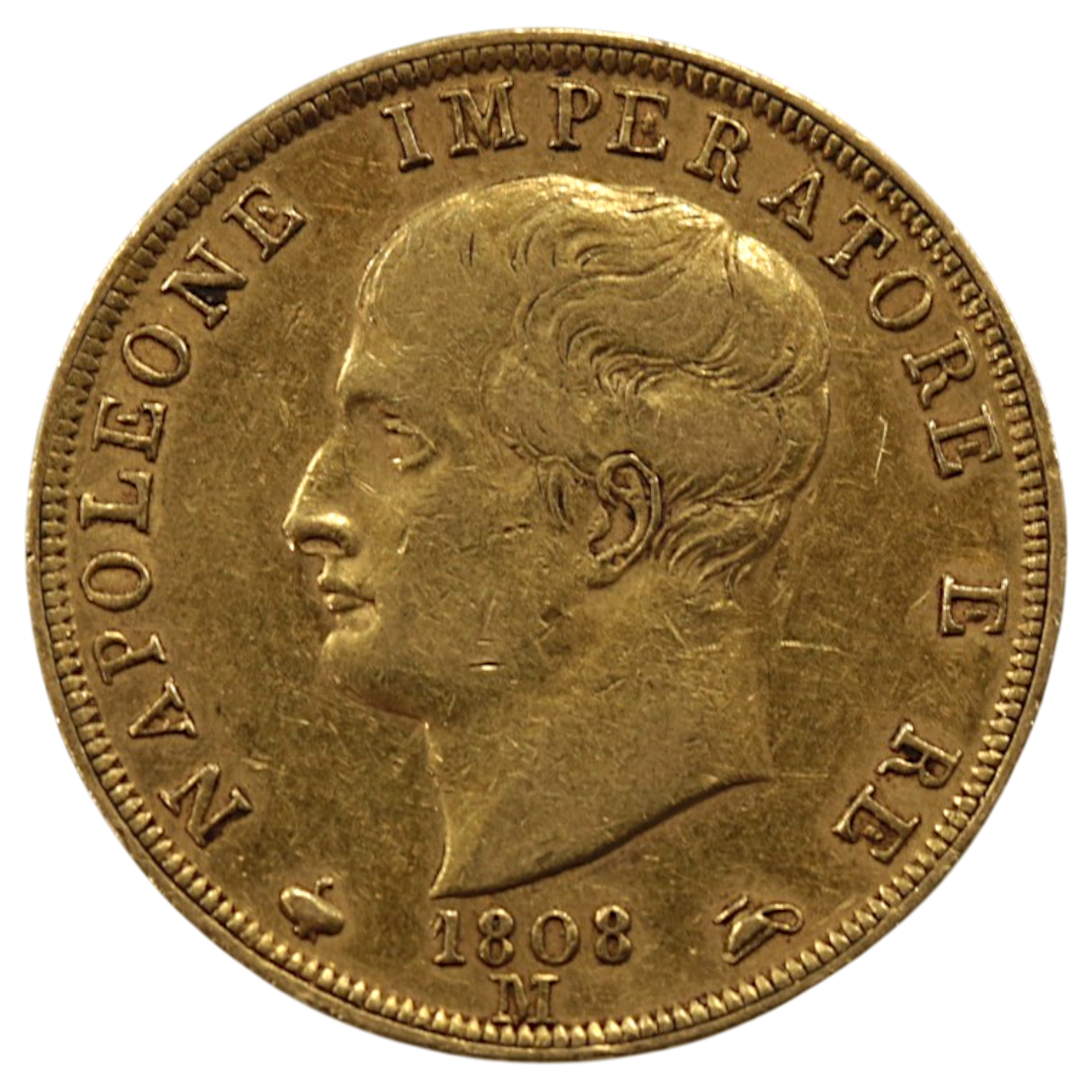 イタリア 40リレ金貨 1808年 ミラノ鋳 ナポレオン1世 無冠