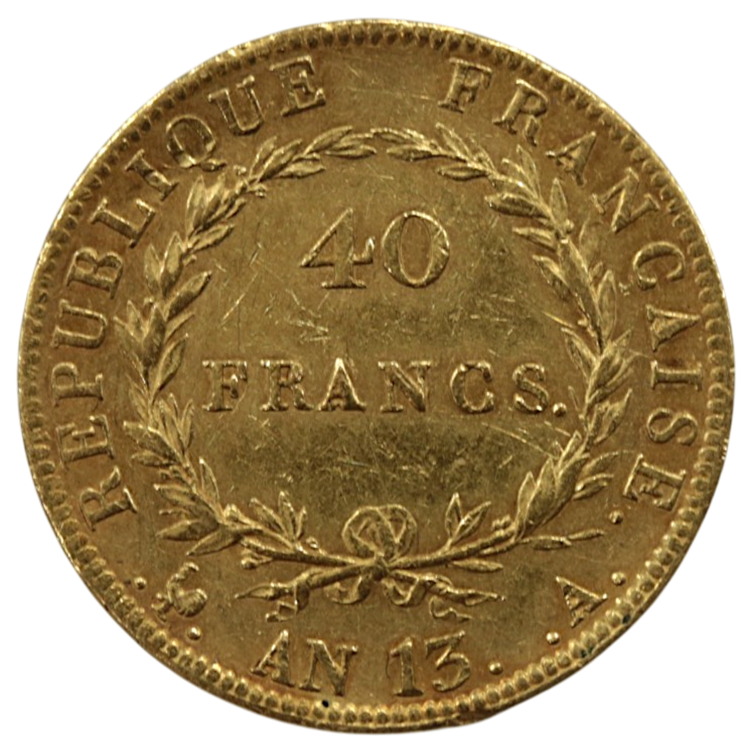 フランス 40フラン金貨 1804年 パリ鋳 ナポレオン1世 無冠