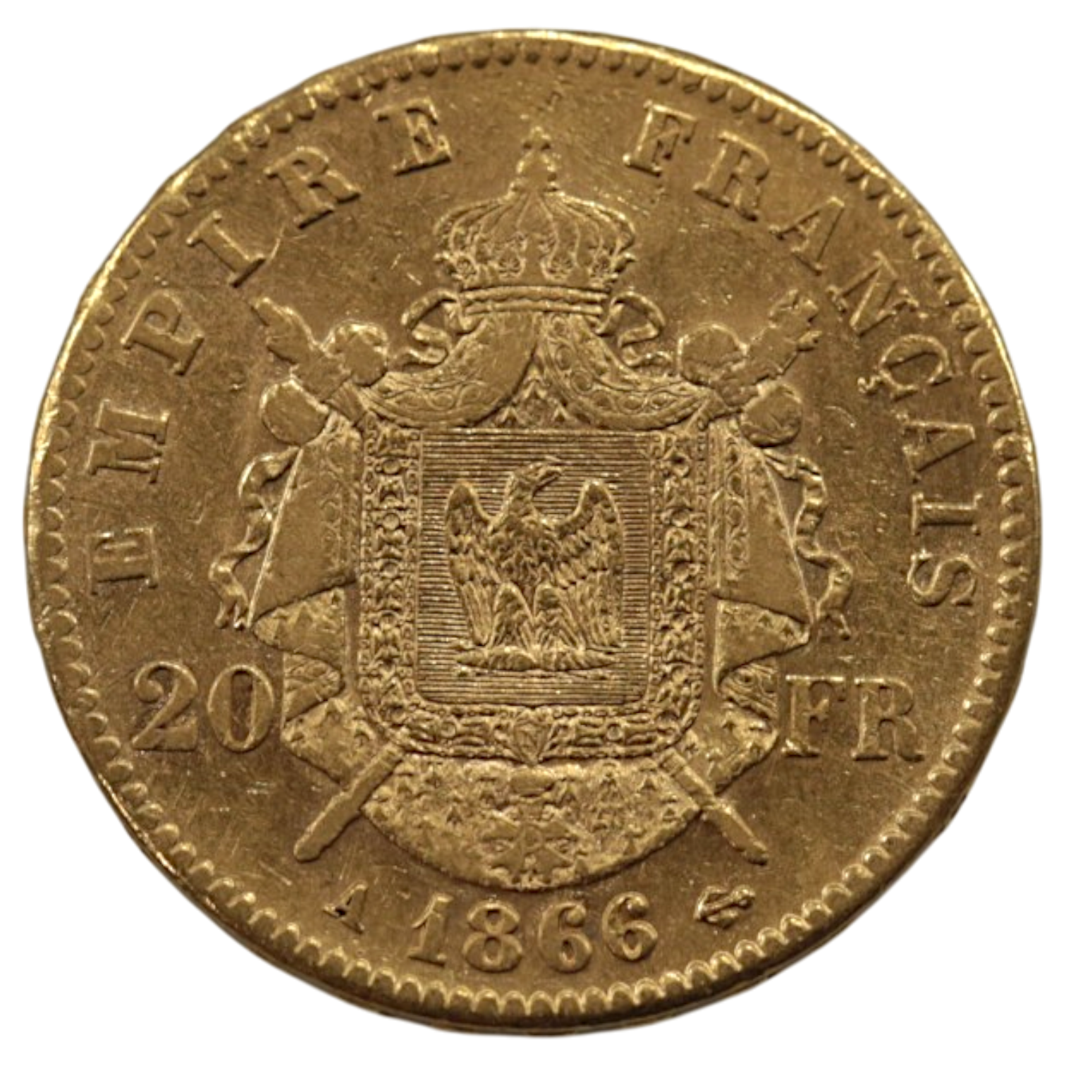 フランス 20フラン金貨 1866年 パリ鋳 ナポレオン3世 有冠