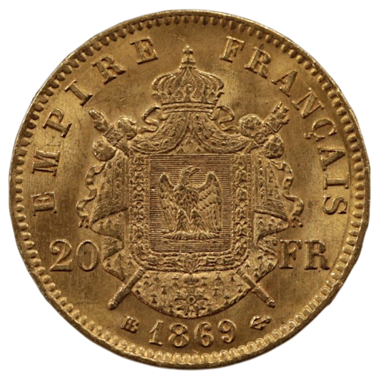 フランス 20フラン金貨 1869年 ストラスブール鋳 ナポレオン3世 有冠