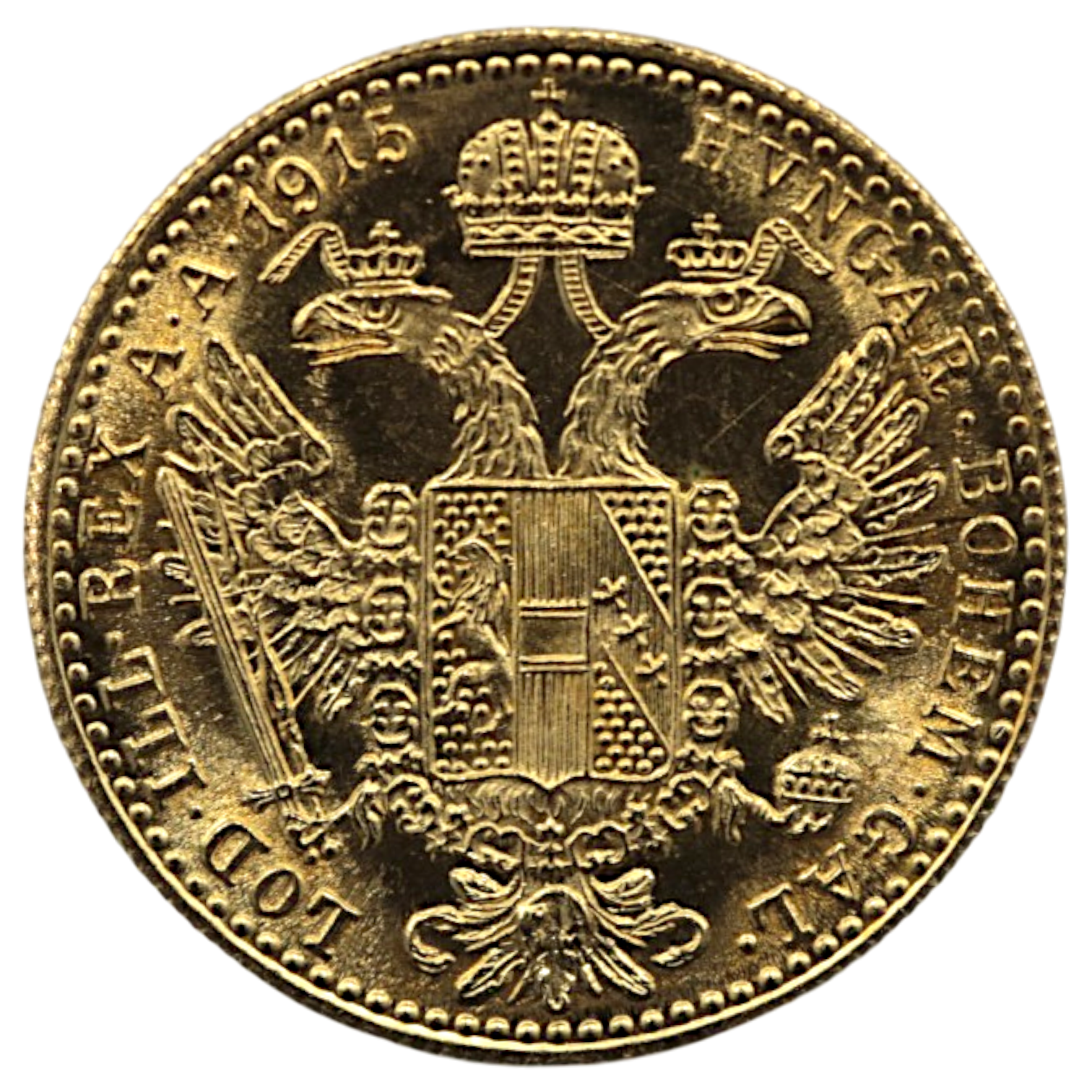 オーストリア 1ダカット金貨 1915年 ウィーン鋳 リストライク フランツ・ヨーゼフ1世 双頭の鷲