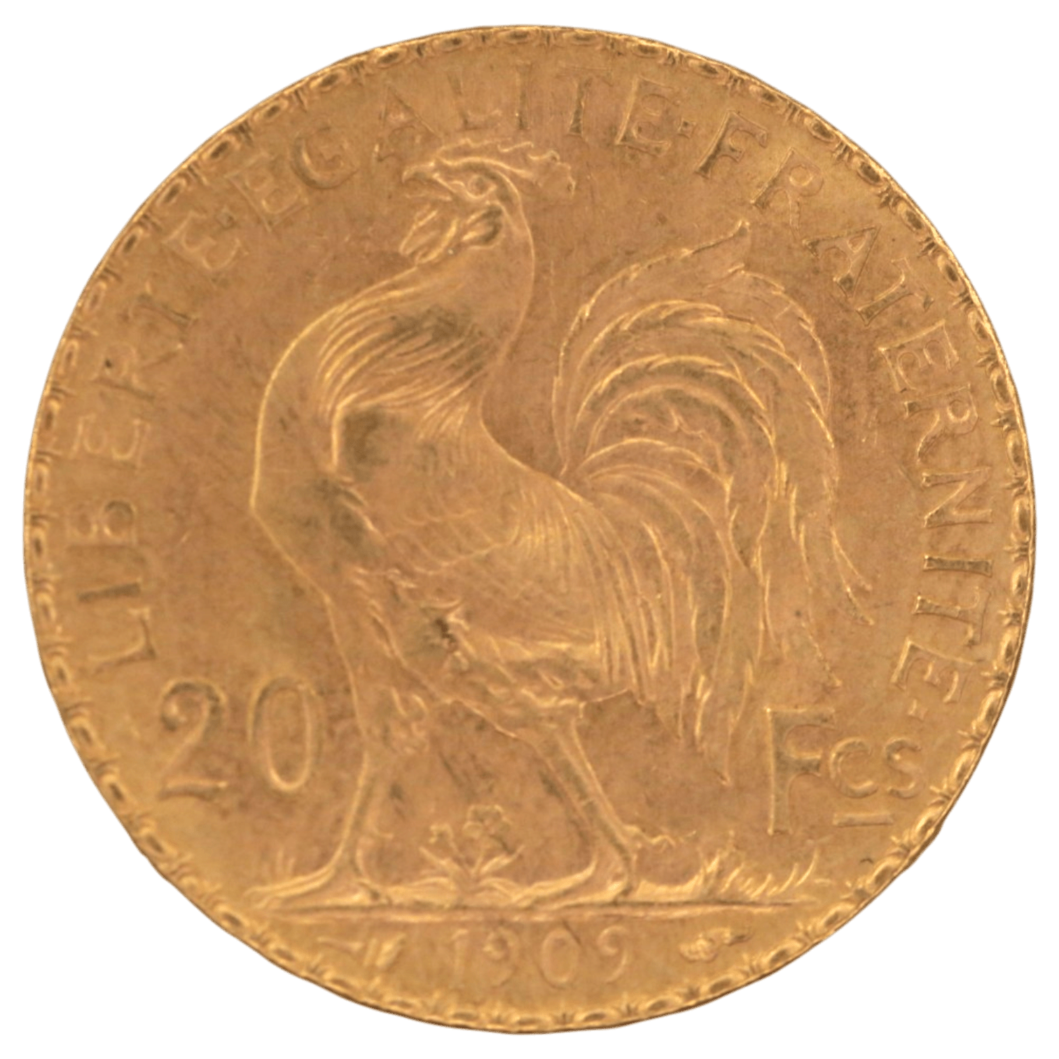 【大特価】フランス 20フラン金貨 1909年 パリ鋳 マリアンヌ ロースター - NJ BUYER'S MARKETPLACE