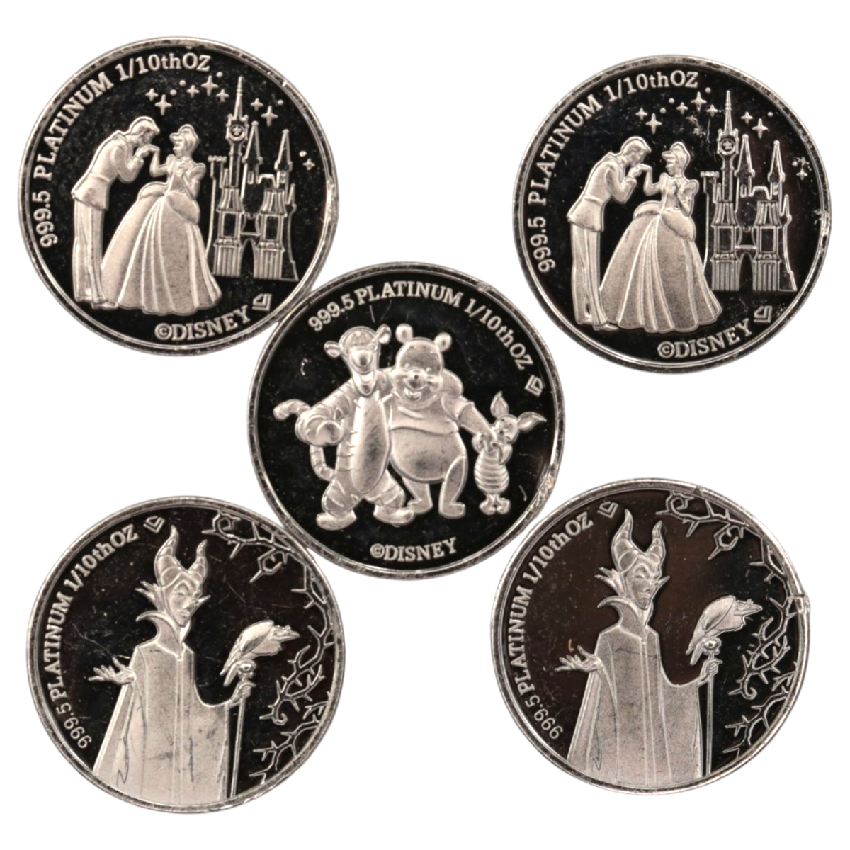 【ジャンク】 ディズニー 1/10ozプラチナ貨 5枚セット