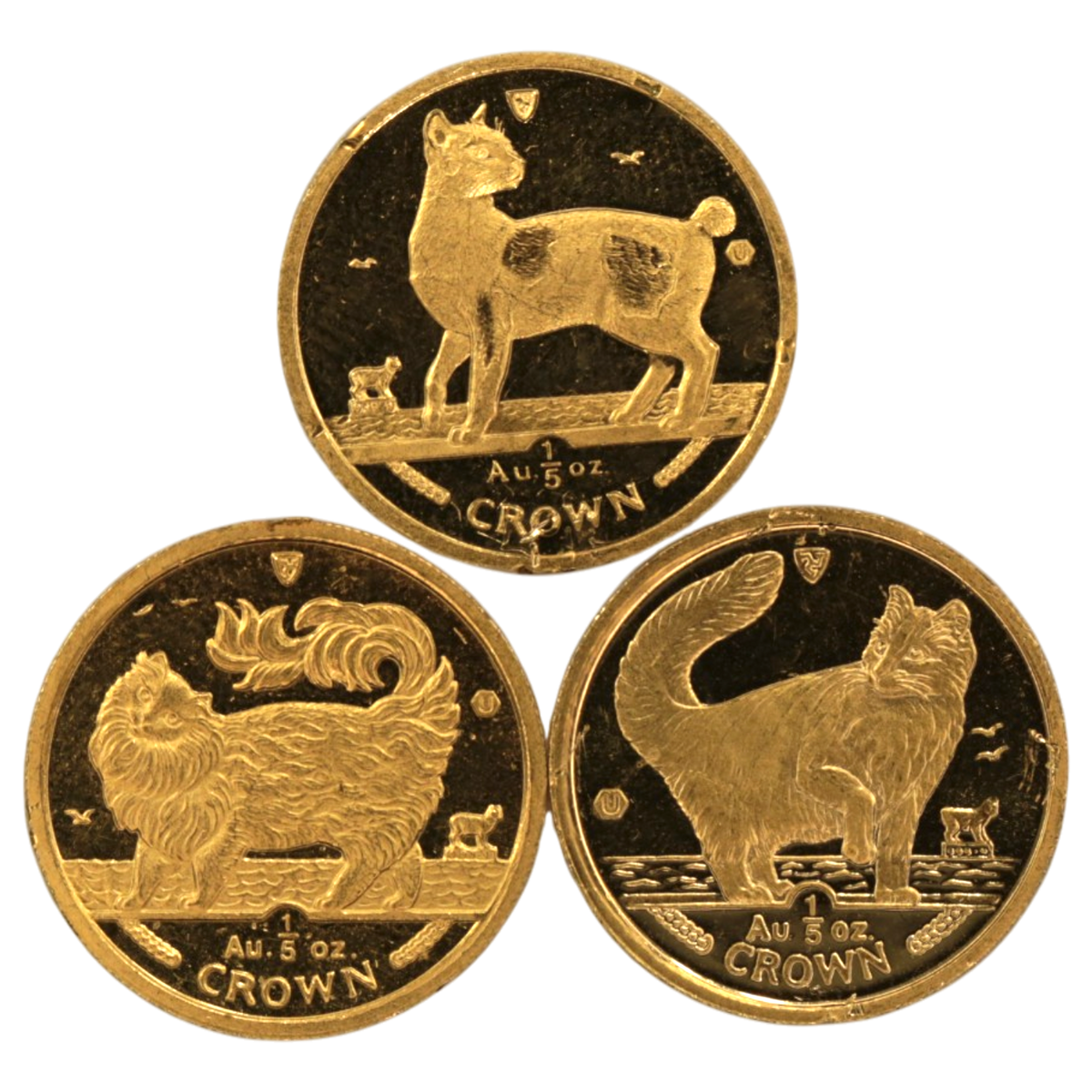 【ジャンク】 マン島 1/5oz金貨 キャット 3枚セット