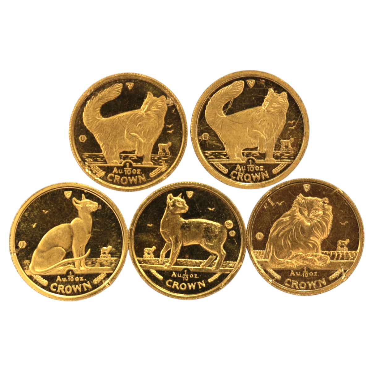 【ジャンク】 マン島 1/10oz金貨 キャット 5枚セット