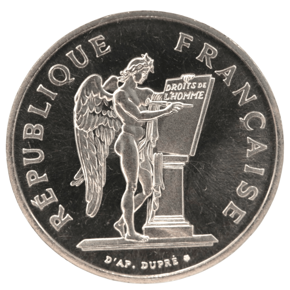 フランス 100フラン銀貨 1989年 法の天使 通常貨 ピエフォー - NJ BUYER'S MARKETPLACE