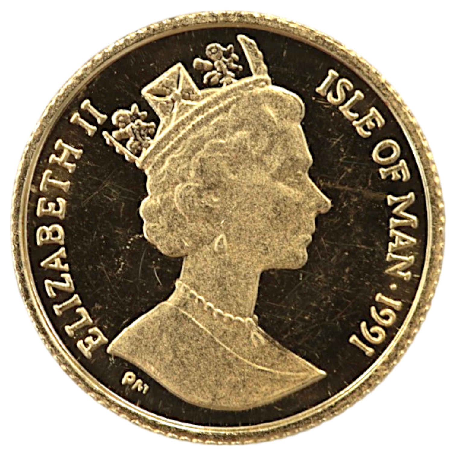 マン島 1/25クラウン金貨 1991年 ポブジョイ鋳 ノルウェージャンフォレスト