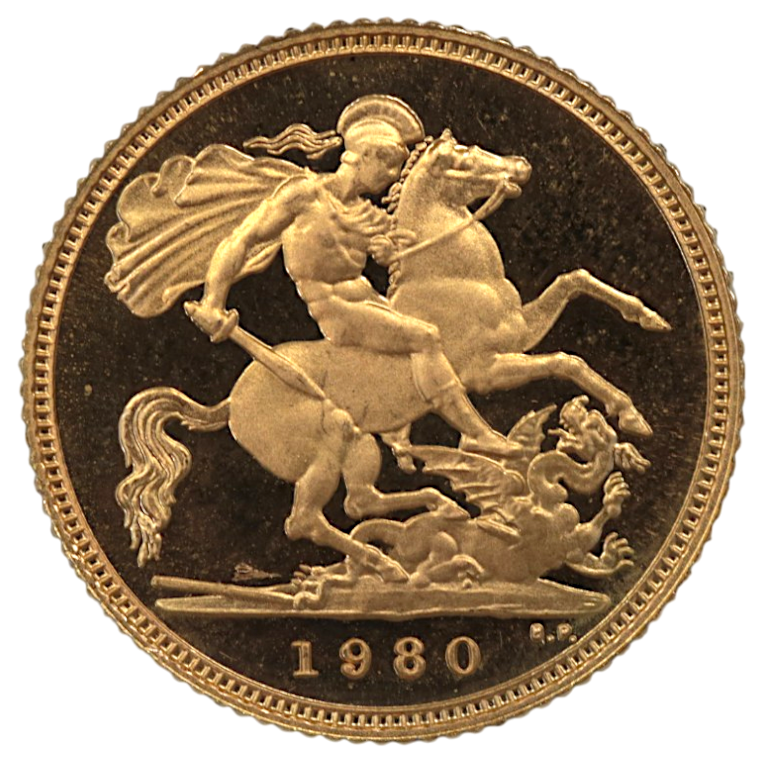 イギリス 1/2ソヴリン金貨 1980年 ロンドン鋳 エリザベス2世 聖ジョージの竜退治