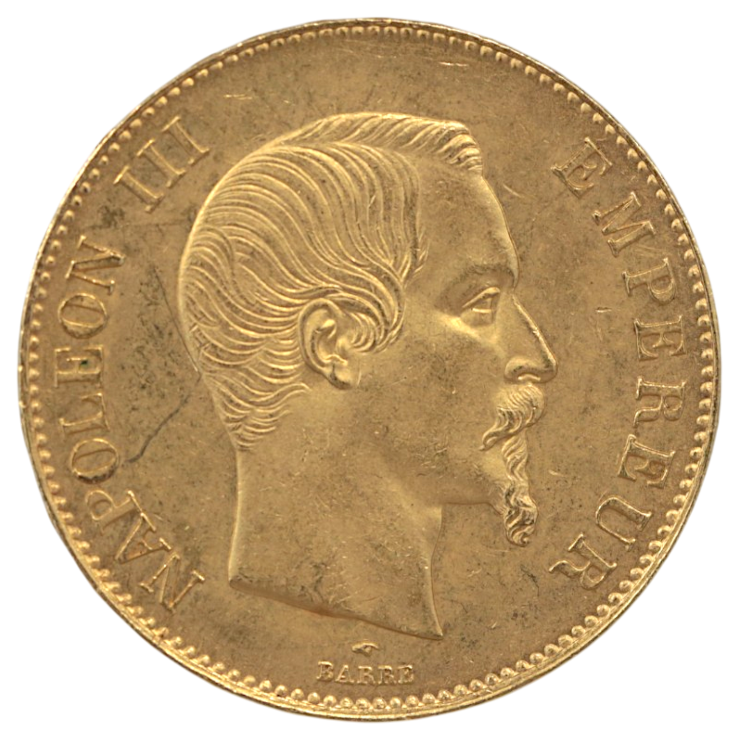 フランス 100フラン金貨 1857年 パリ鋳 ナポレオン3世 無冠