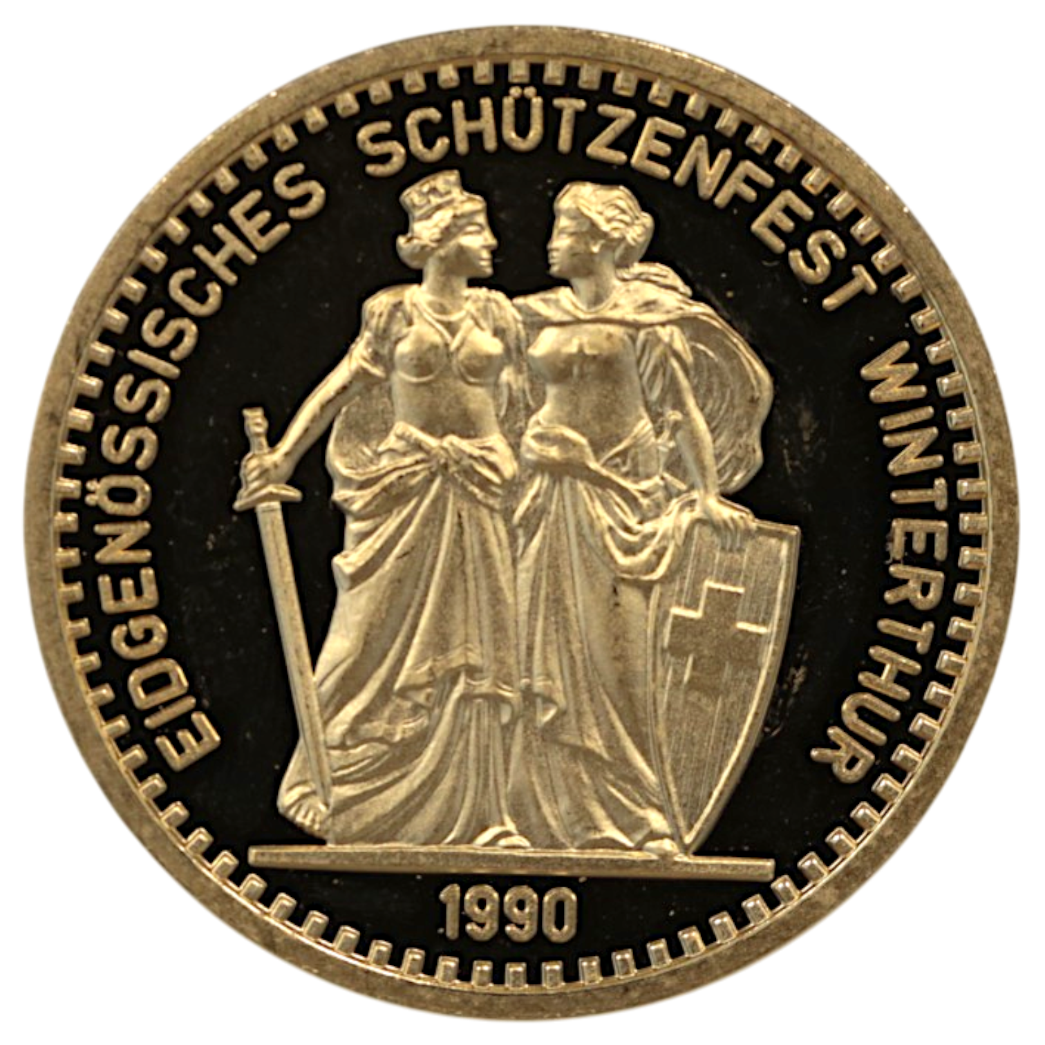スイス 1000フラン金貨 1990年 射撃祭