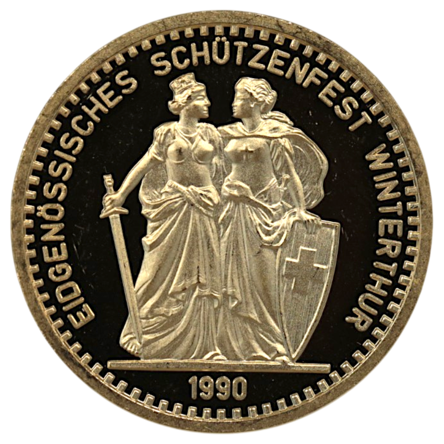 スイス 1000フラン金貨 1990年 射撃祭