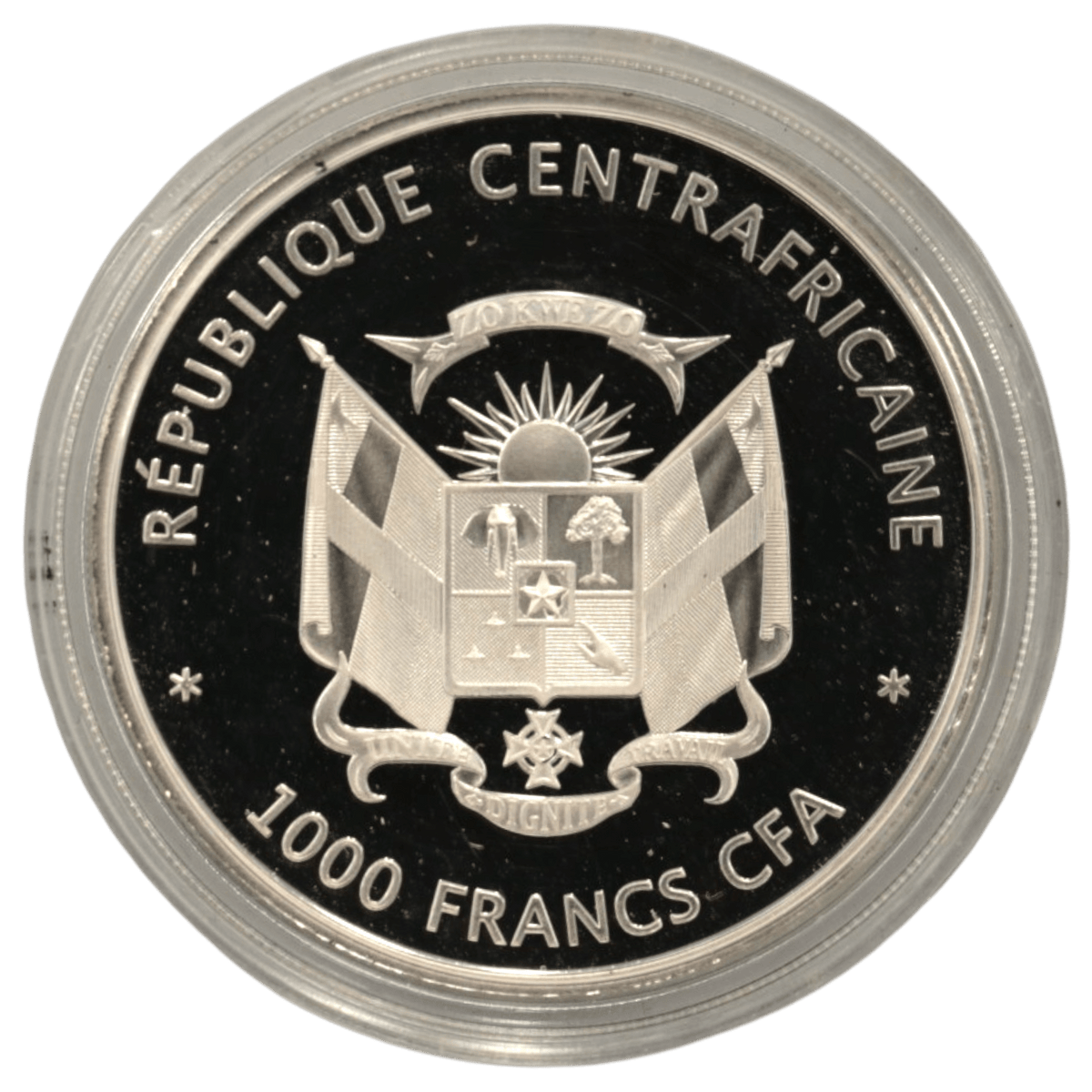 中央アフリカ 1000フラン銀貨 2014年 ヒメボカシタテハ - NJ BUYER'S MARKETPLACE