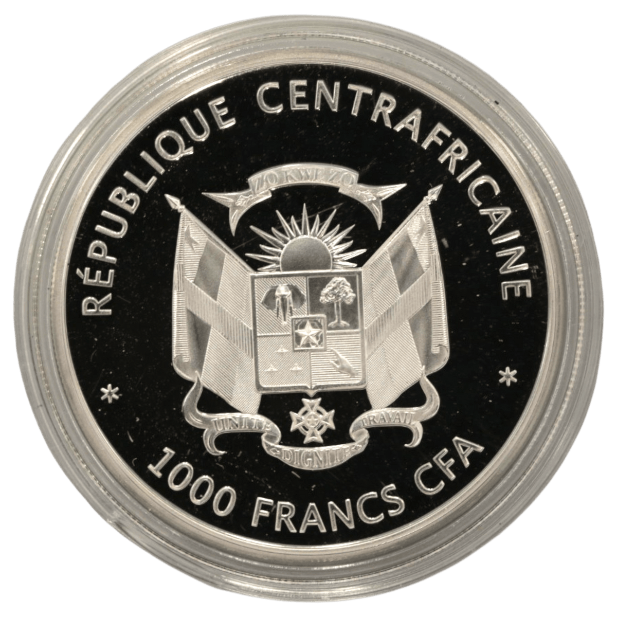 中央アフリカ 1000フラン銀貨 2014年 ヒメボカシタテハ - NJ BUYER'S MARKETPLACE