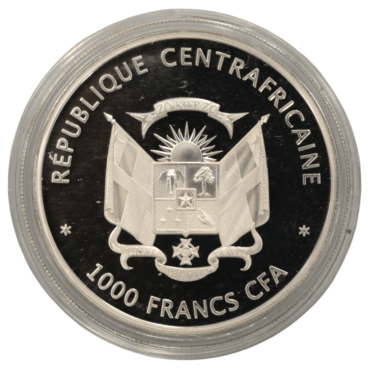 中央アフリカ 1000フラン銀貨 2014年 ヒメボカシタテハ - NJ BUYER'S MARKETPLACE