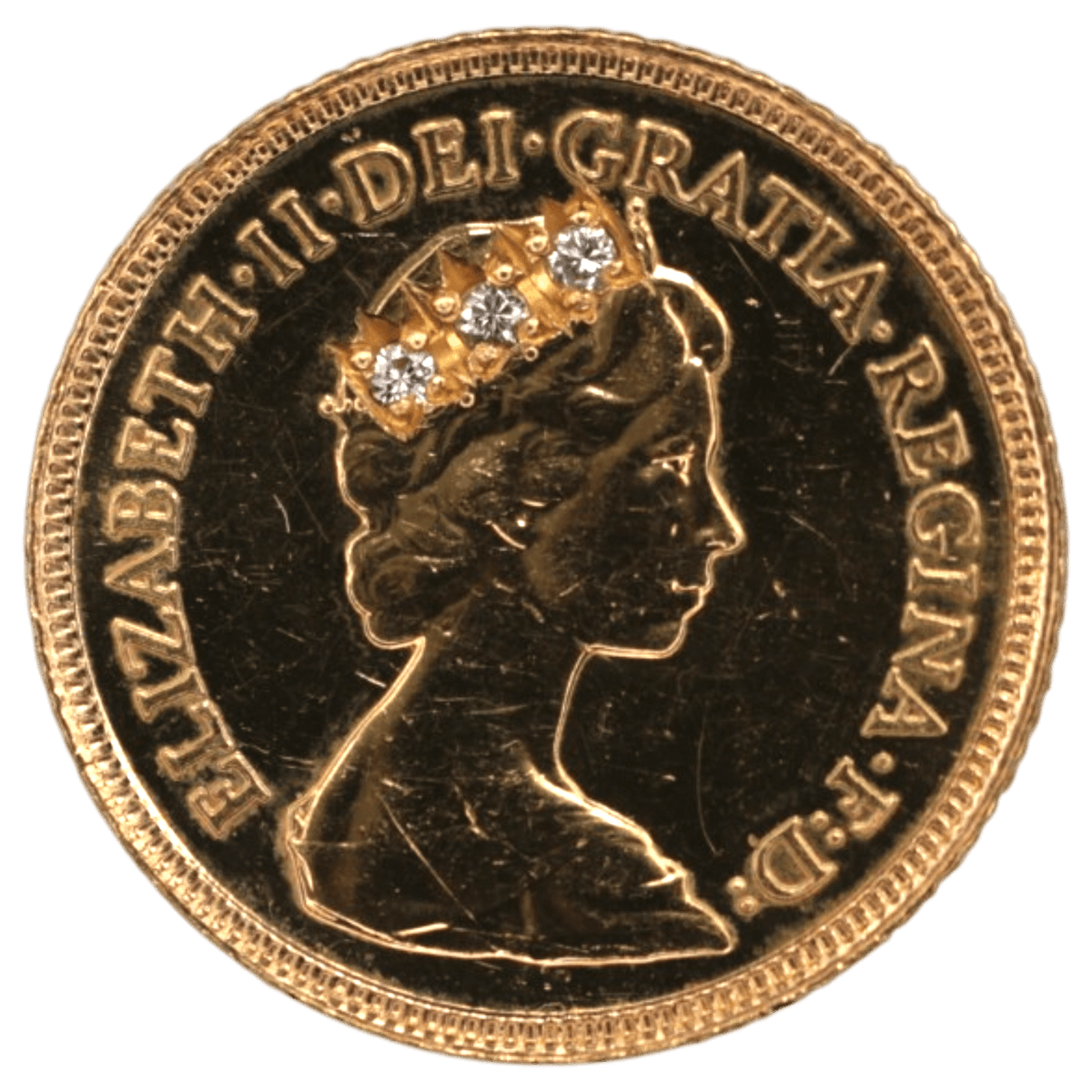 イギリス 1/2ソヴリン金貨 1982年 エリザベス2世 メレ象嵌 - NJ BUYER'S MARKETPLACE