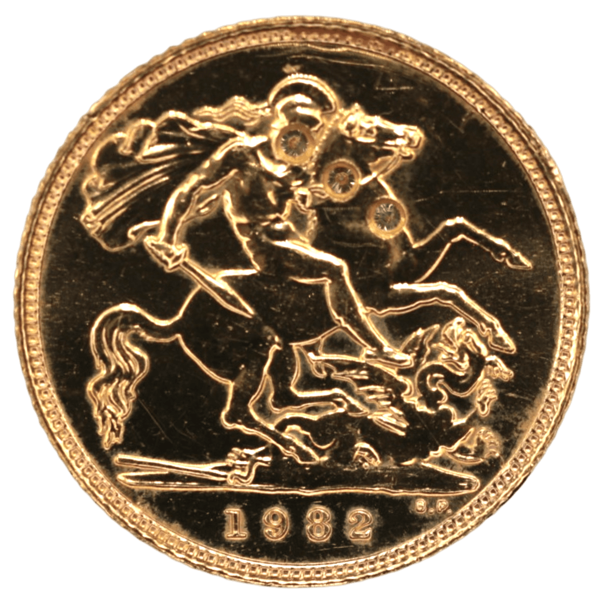 イギリス 1/2ソヴリン金貨 1982年 エリザベス2世 メレ象嵌 - NJ BUYER'S MARKETPLACE