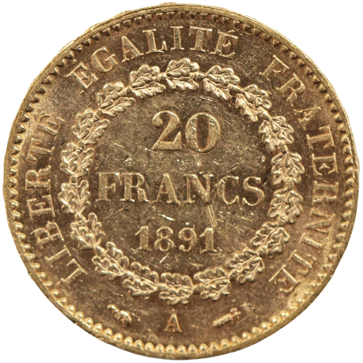 フランス 20フラン金貨 1891年 パリ鋳 法の天使 - NJ BUYER'S MARKETPLACE