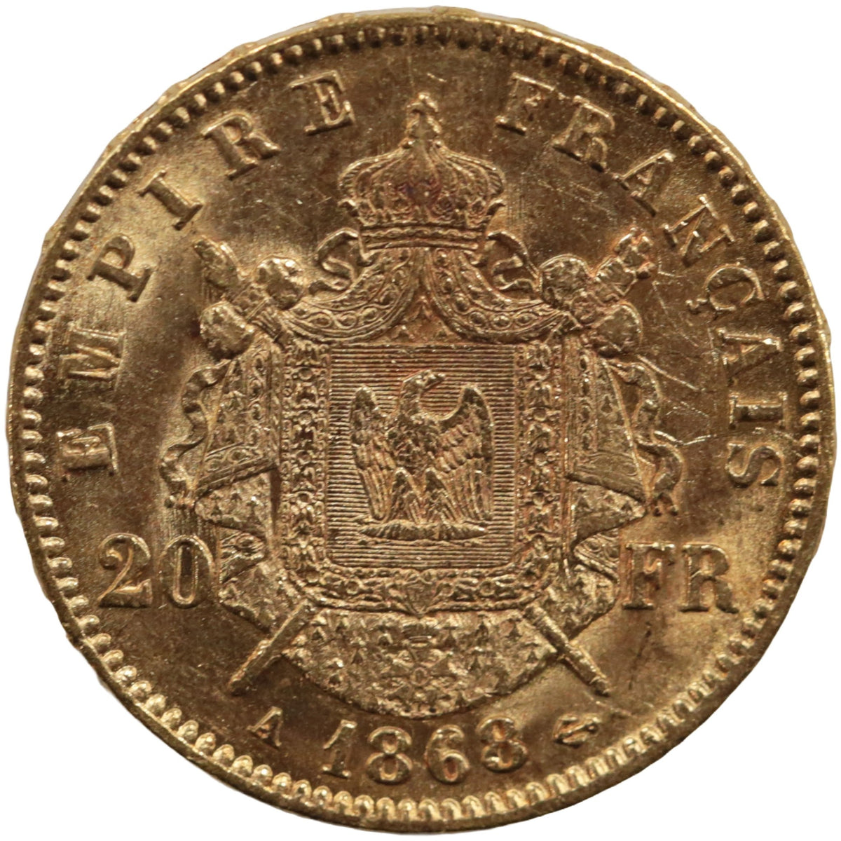 フランス 20フラン金貨 1868年パリ鋳 ナポレオン3世 - NJ BUYER'S MARKETPLACE