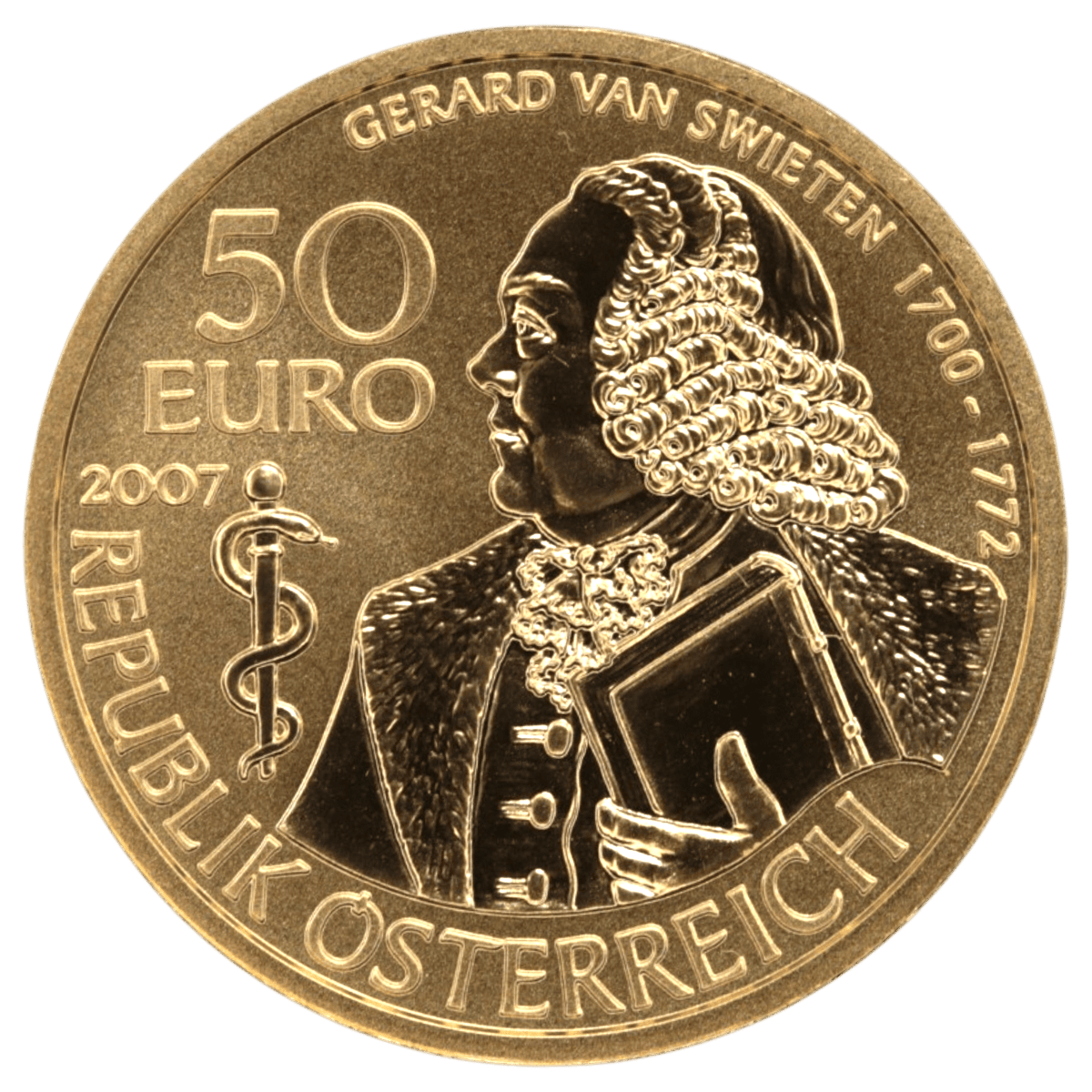 オーストリア 50ユーロ金貨 2007年 ヘラルト・ファン・スヴィーテン - NJ BUYER'S MARKETPLACE