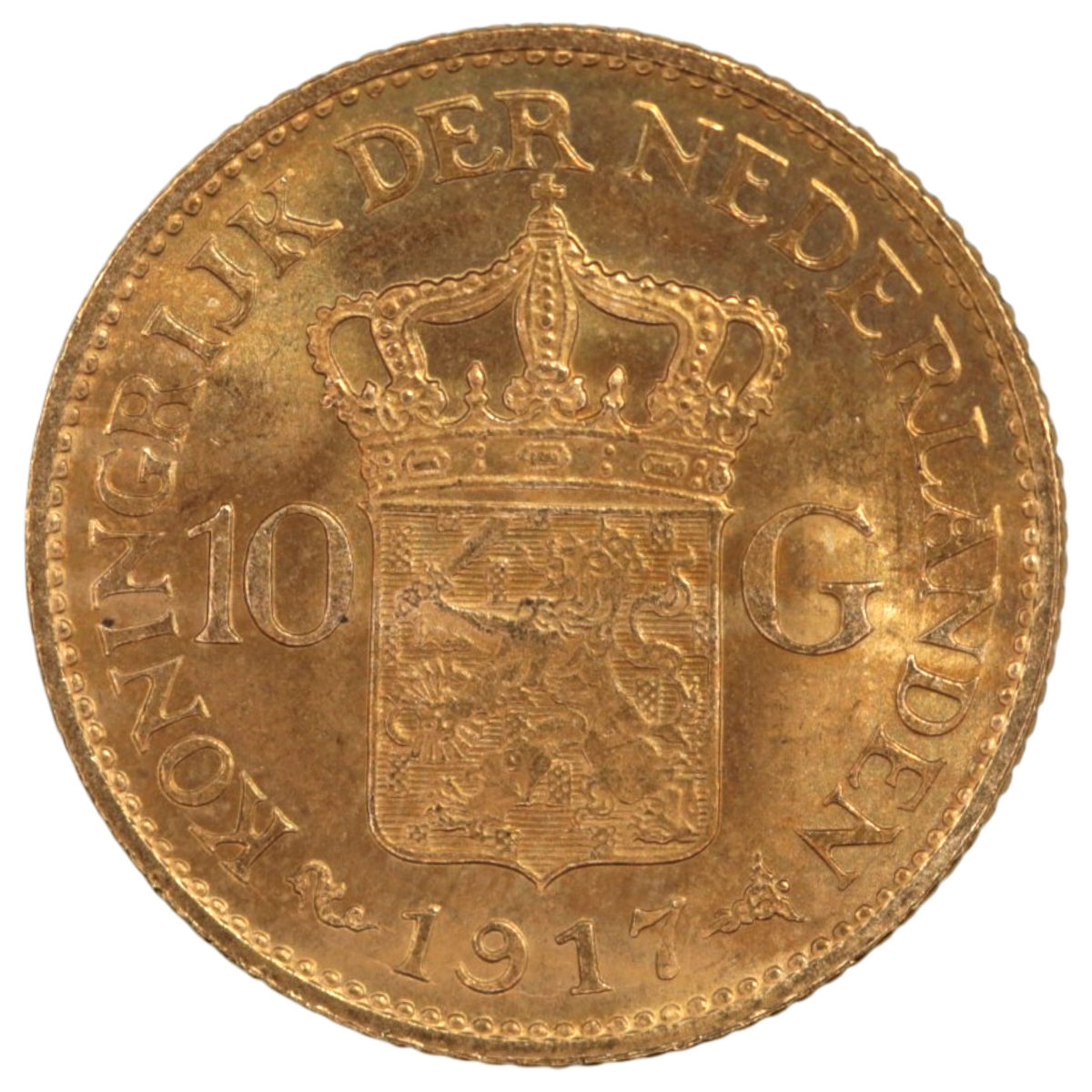 オランダ 10グルテン金貨 1917年 ウィルヘルミナ