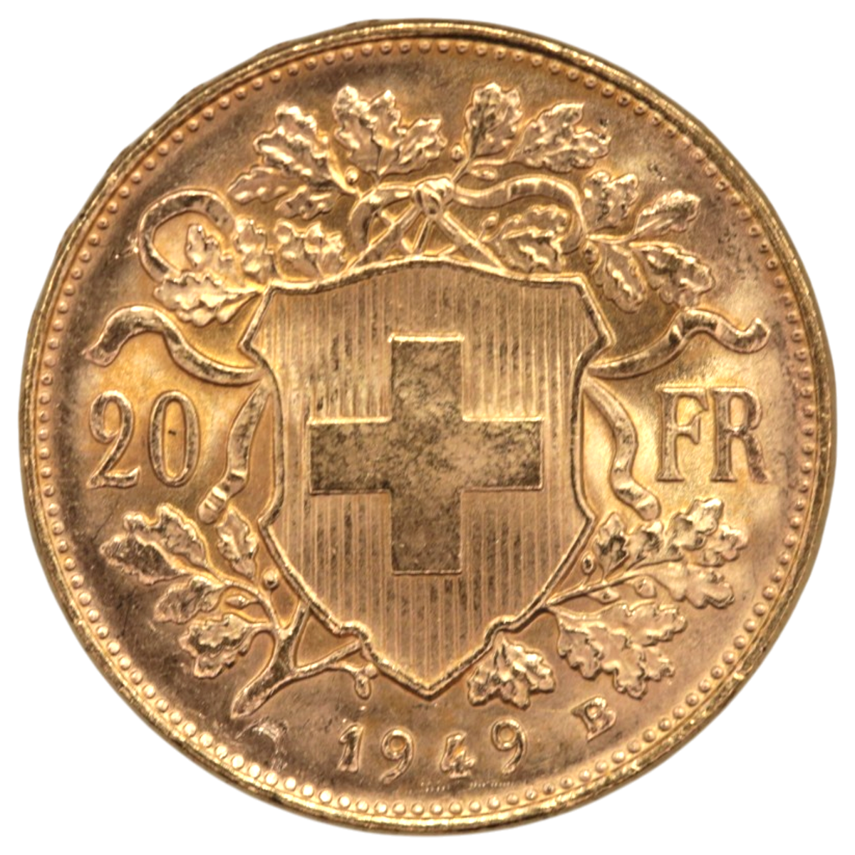 スイス 20フラン金貨 1949年 ヘルヴェティア