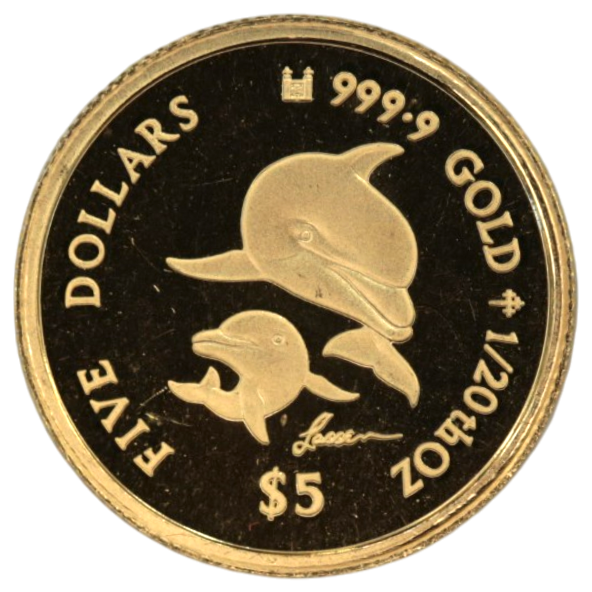 クック島 5ドル金貨 2007年 イルカ