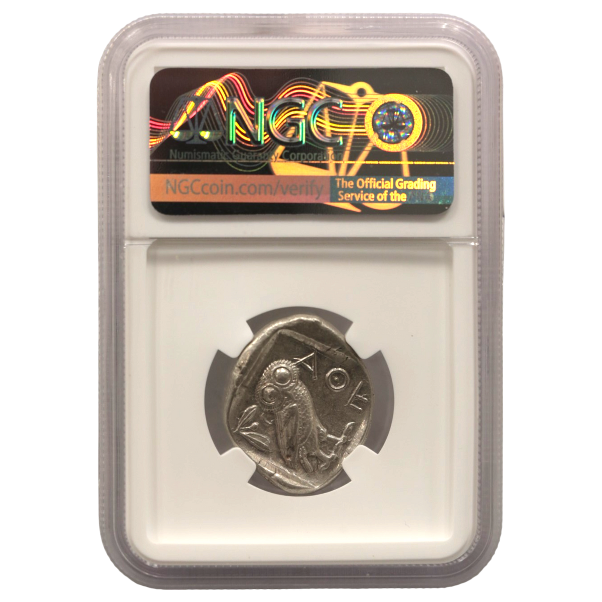 アテナイ テトラドラクマ銀貨 前440～前404年頃 コキンメフクロウ NGC AU 5/5 4/5