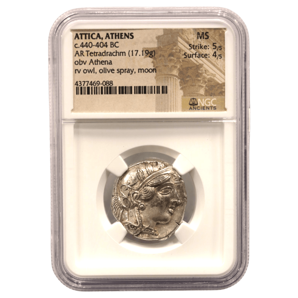 アテナイ テトラドラクマ銀貨 コキンメフクロウ NGC MS 5/5 4/5 - NJ BUYER'S MARKETPLACE