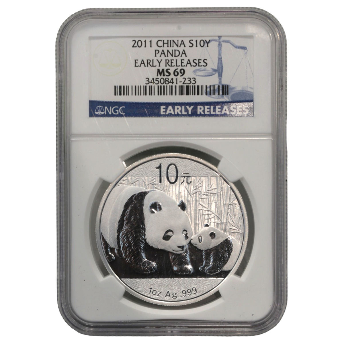 中国 10元銀貨 2011年 パンダ NGC MS69