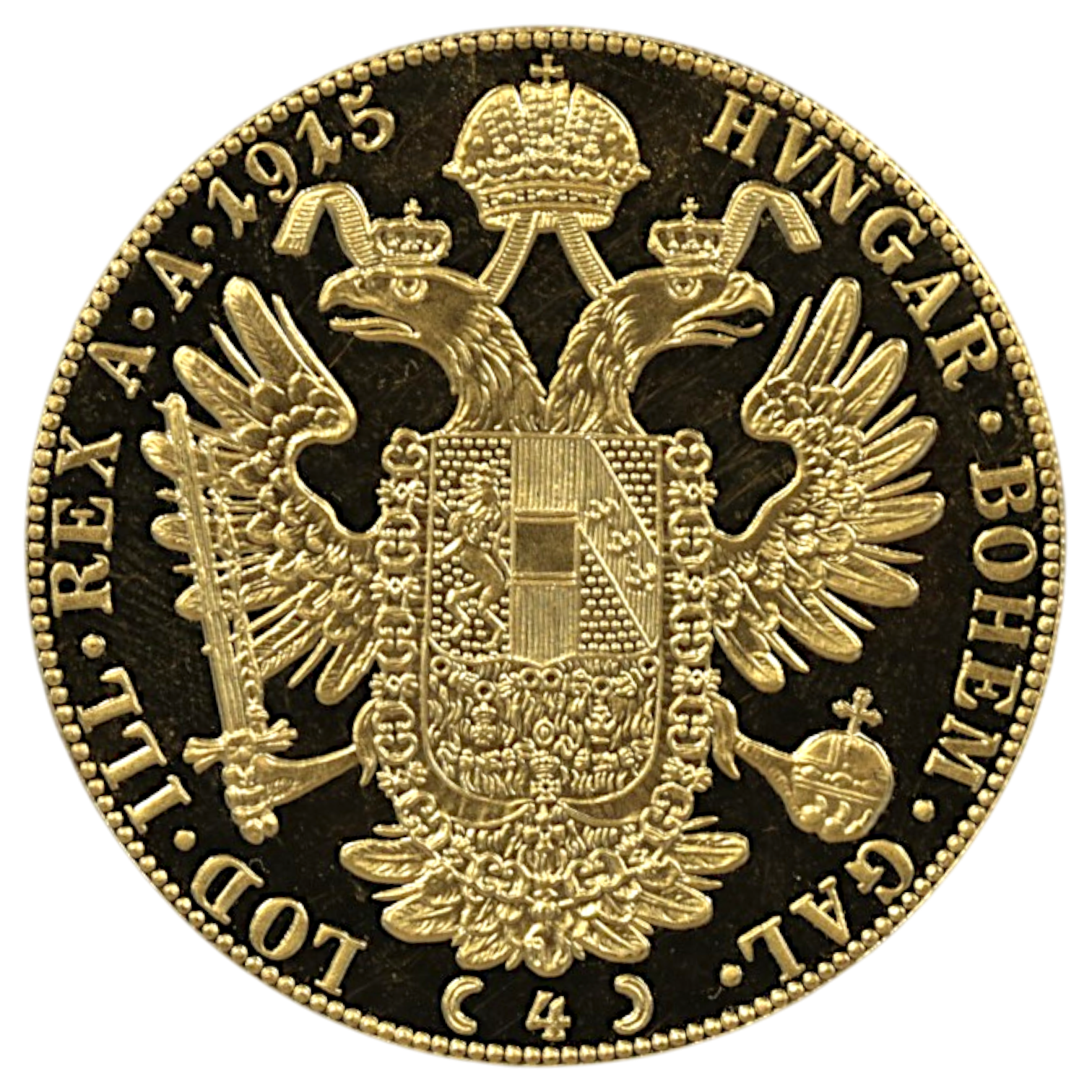 オーストリア 4ダカット金貨 1915年銘 リストライク フランツ・ヨーゼフ1世 双頭の鷲