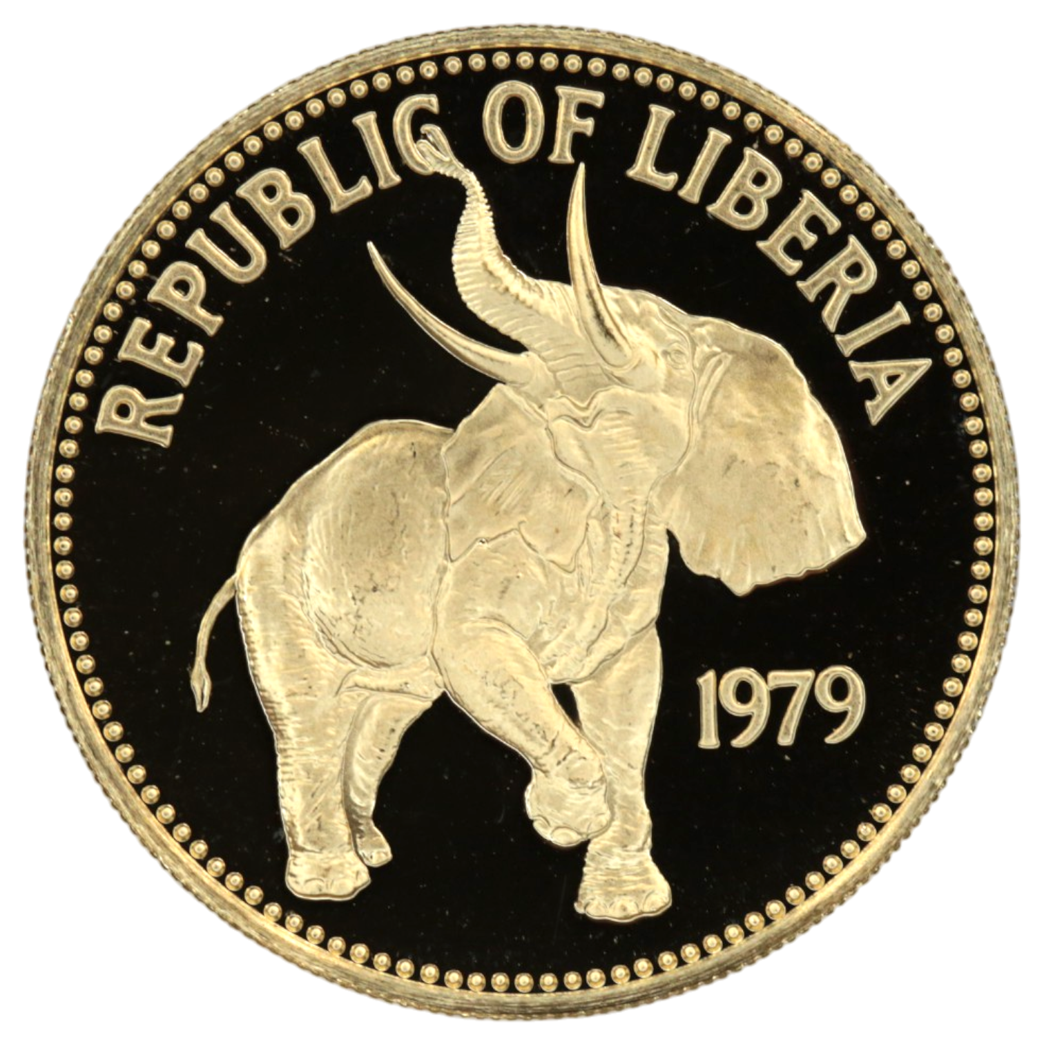 リベリア 100ドル金貨 1979年 象