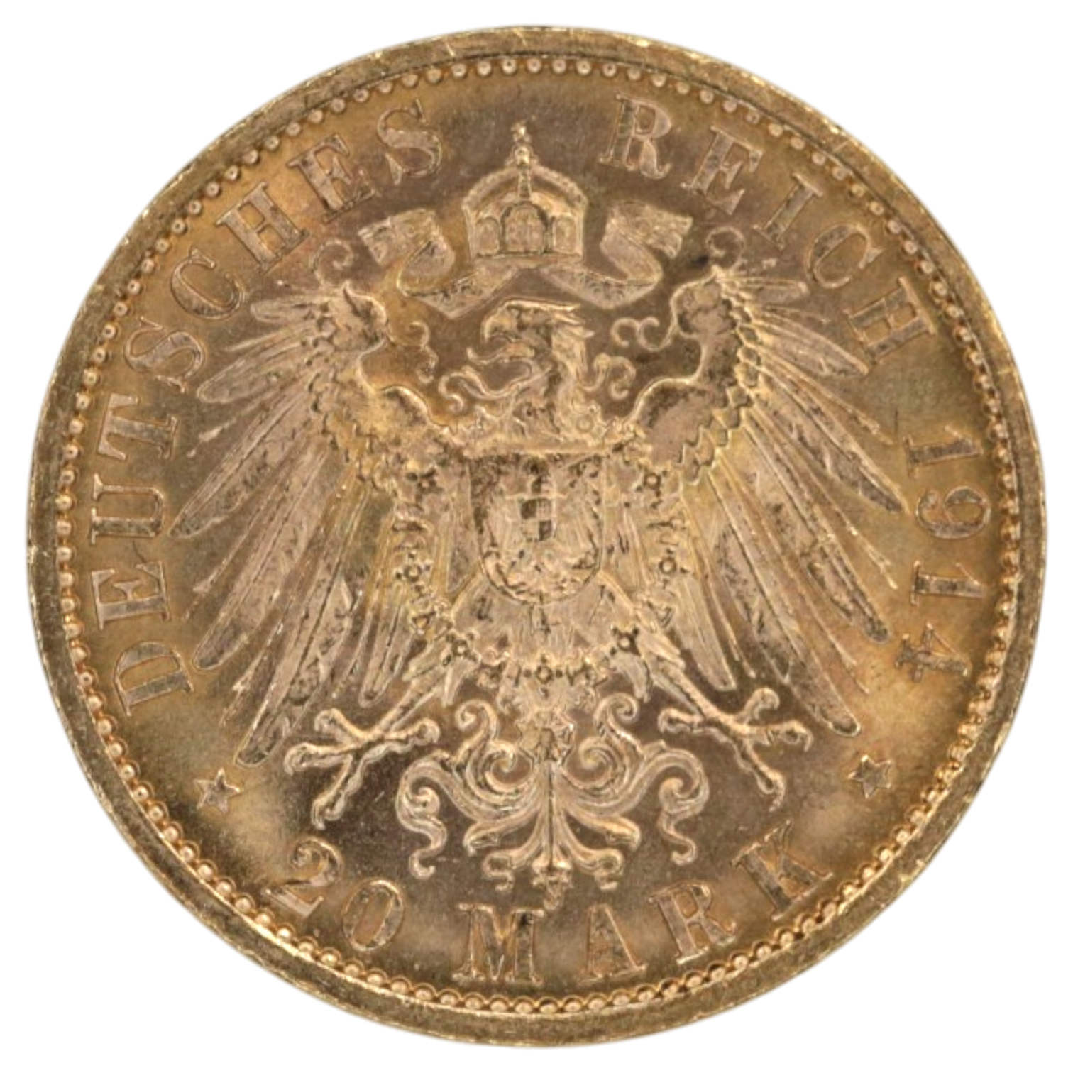 ドイツ 20マルク金貨 1914年 ベルリン鋳 ウィルヘルム2世