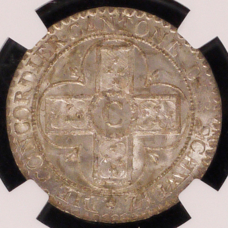 Switzerland 1 Batsen Silver Coin 1826 AAALGAL Shield Arms NGC MS66