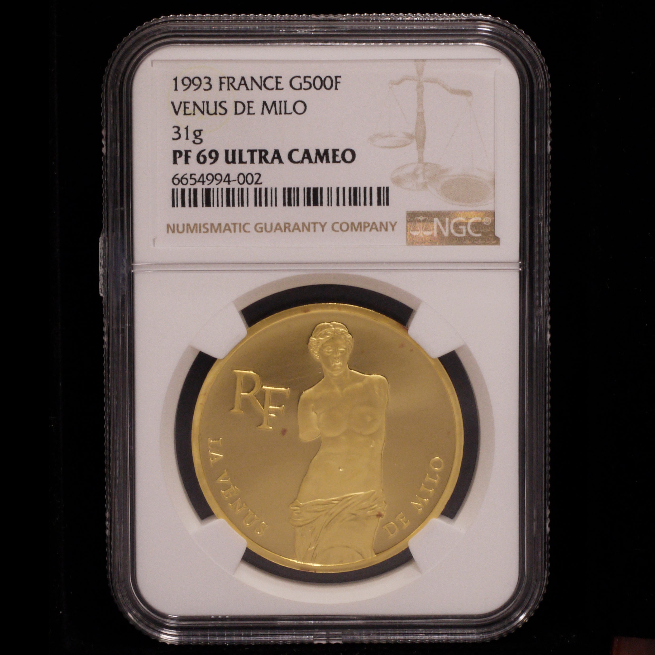 France 500 Fran Gold Coins 1993 Miro Venus NGC PF69 Ultra Camo