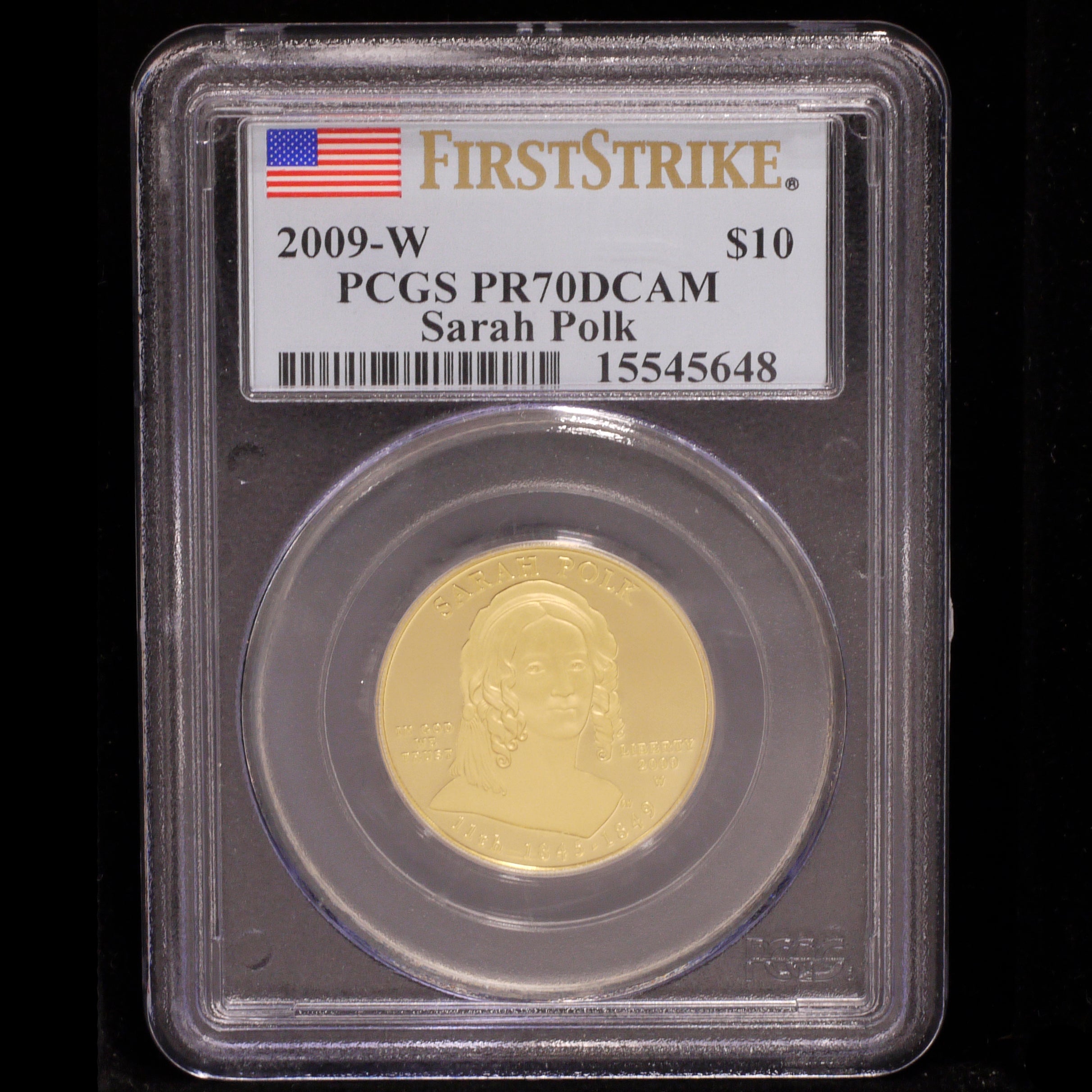 US 10 dollar gold coins 2009 Sarah pork PCGS PR70 DEEP CAMEO FIRST STRIKE highest appraisal