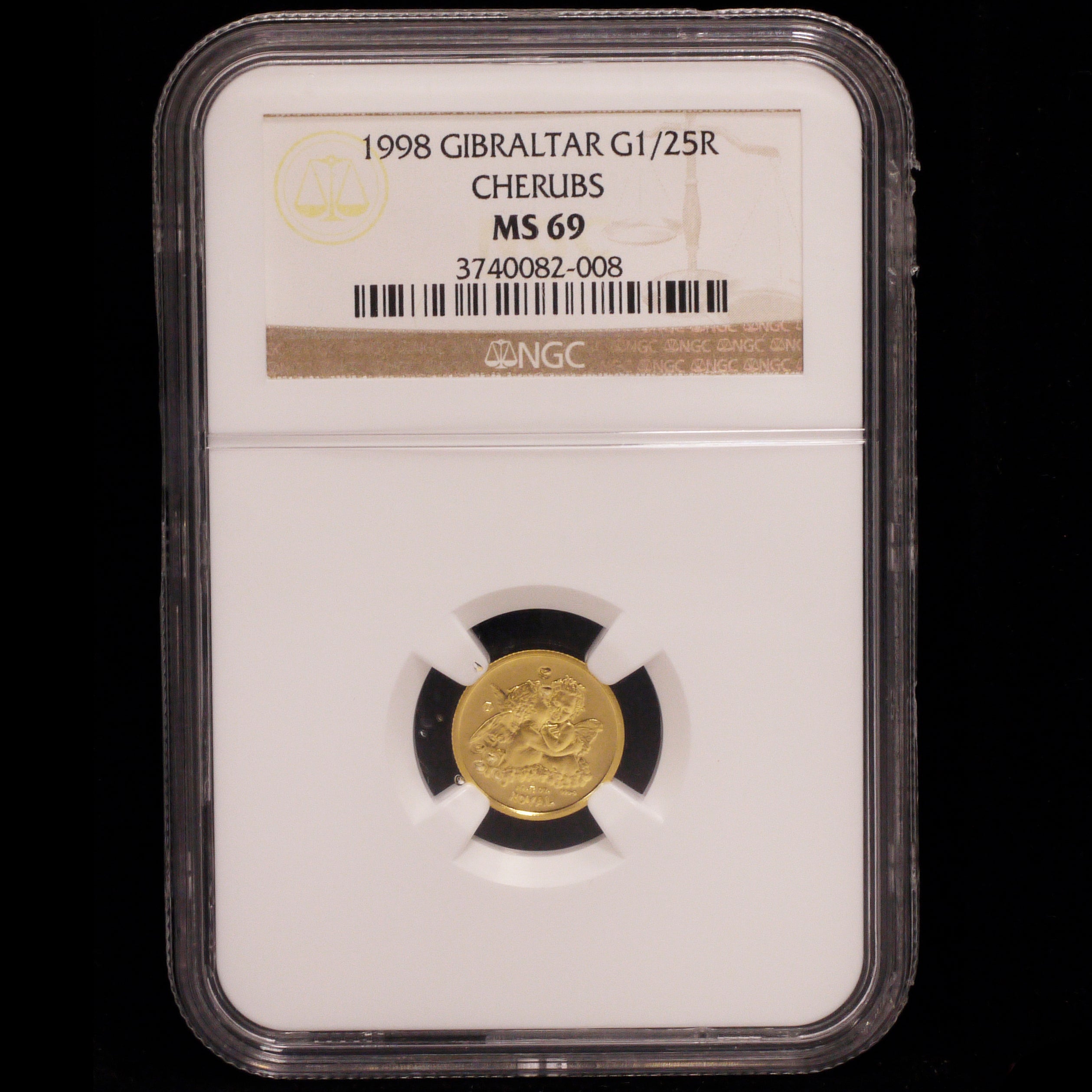 Gibraltar 1/25 Royal Gold Coin 1998 Angel NGC MS69 Highest appraisal