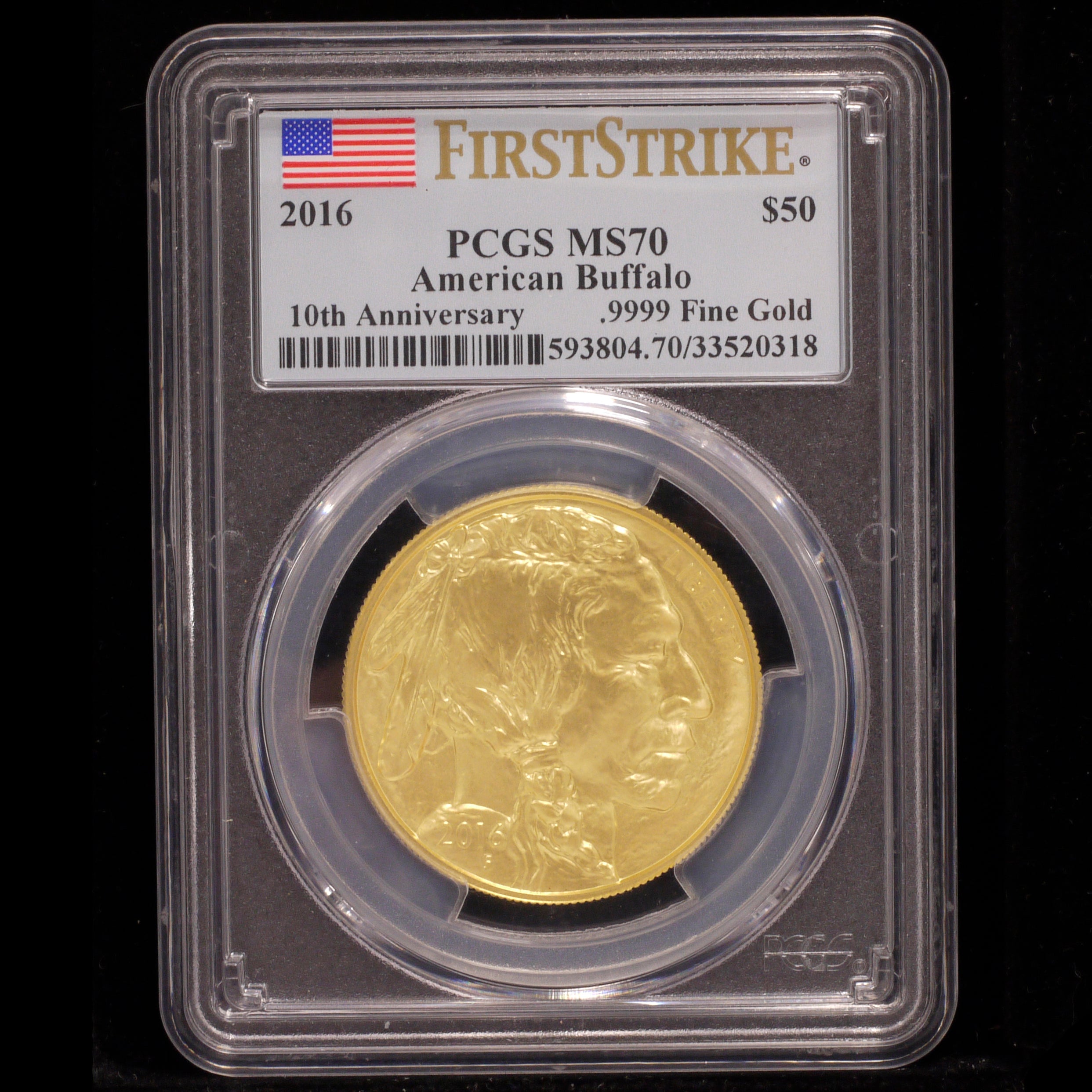 US 50 dollar gold coins 2016 Buffalo PCGS MS70 FIRST STRIKE highest appraisal