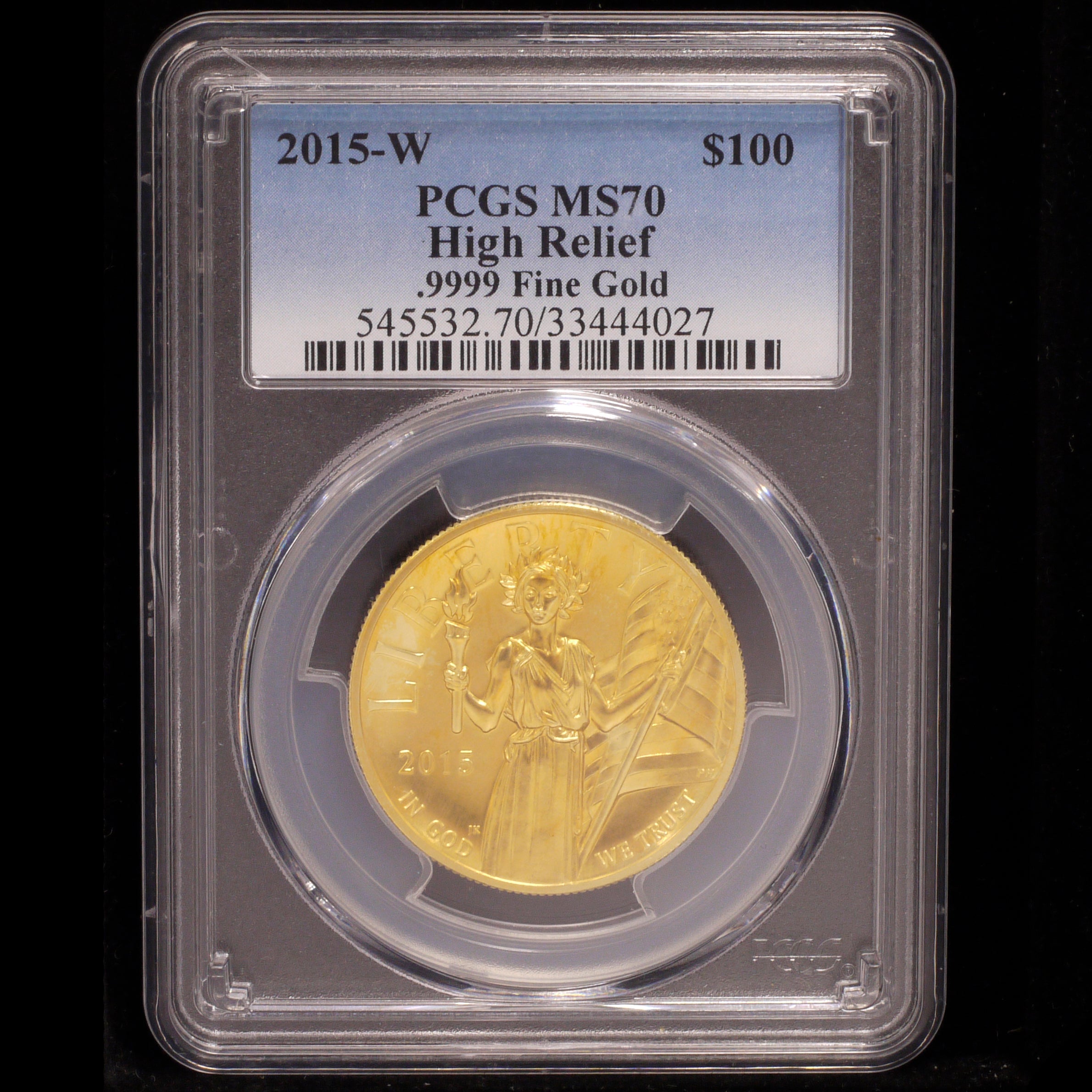 US 100 $ 100 Gold coins 2015 Liberty PCGS MS70 Highest appraisal