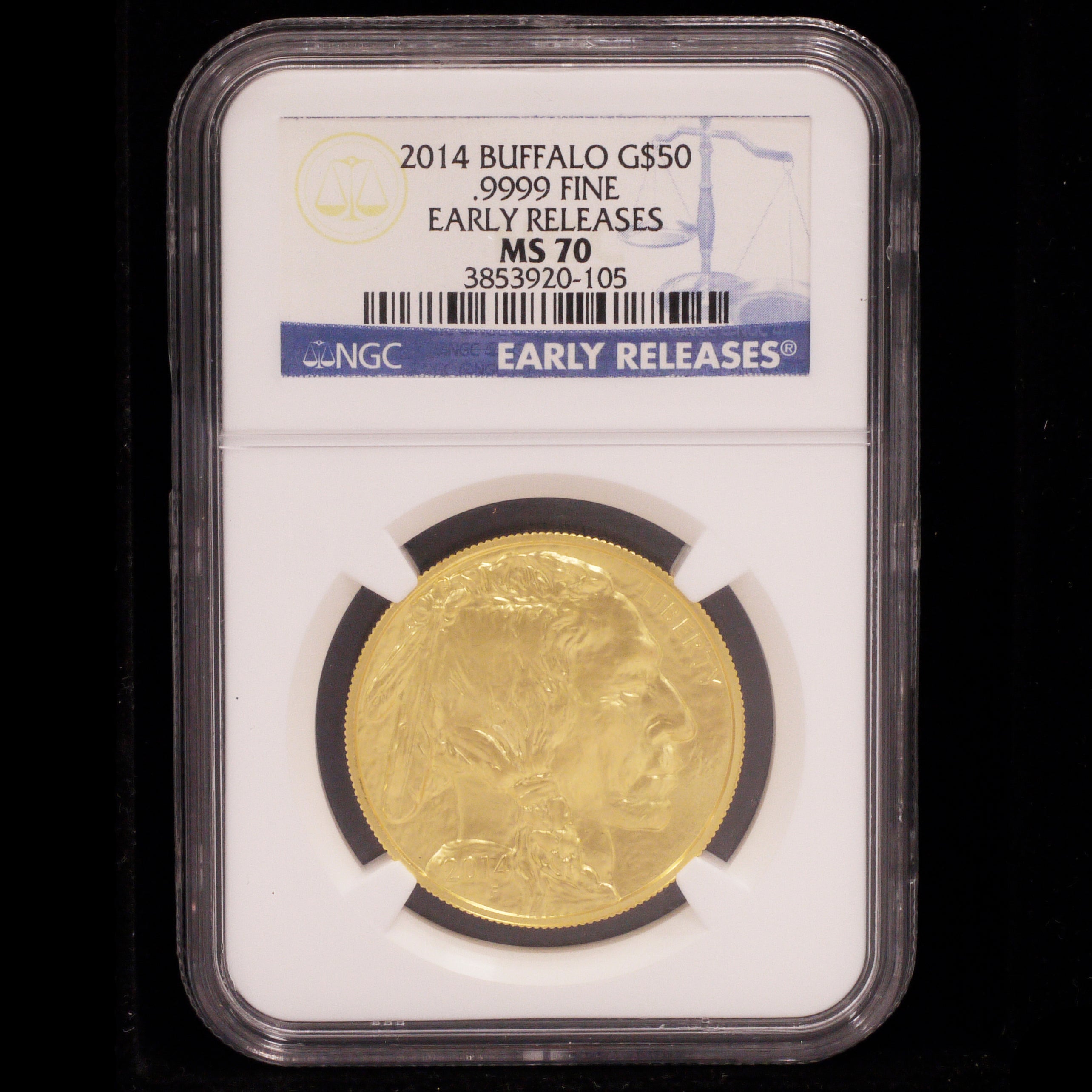 US 50 dollar gold coins 2014 Buffalo NGC MS70 Early Release Highest Appraisal