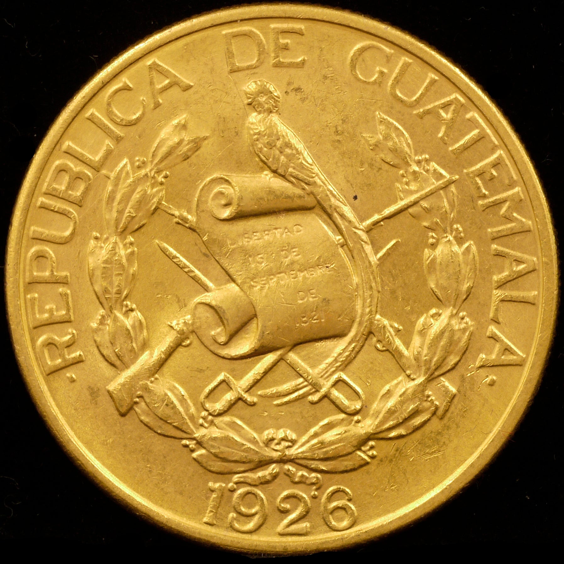 Guatemala 20 Ketsuar Gold Coins 1926 Ketsarbird