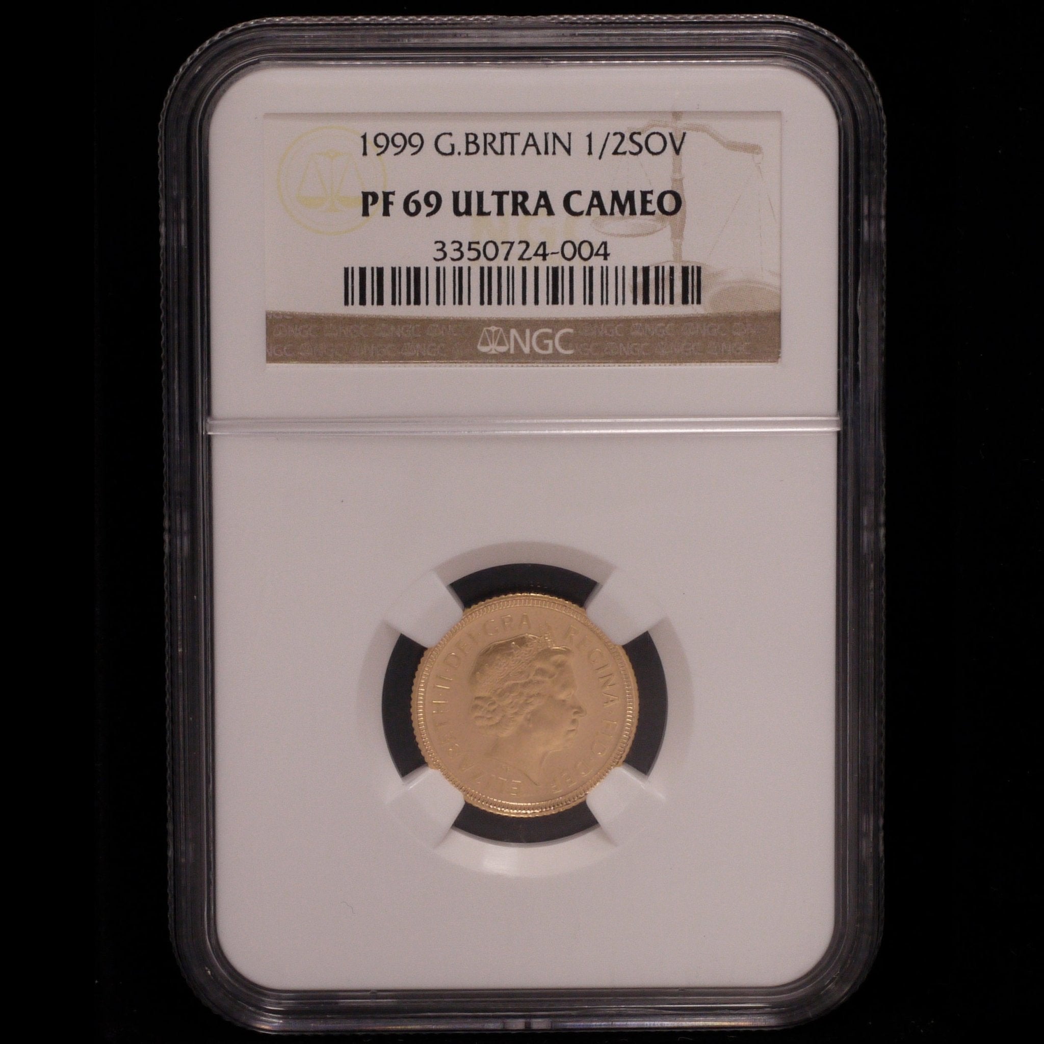 イギリス 1/2ソヴリン金貨 1999年 エリザベス2世 NGC PF69 ULTRA CAMEO - NJ BUYER'S MARKETPLACE