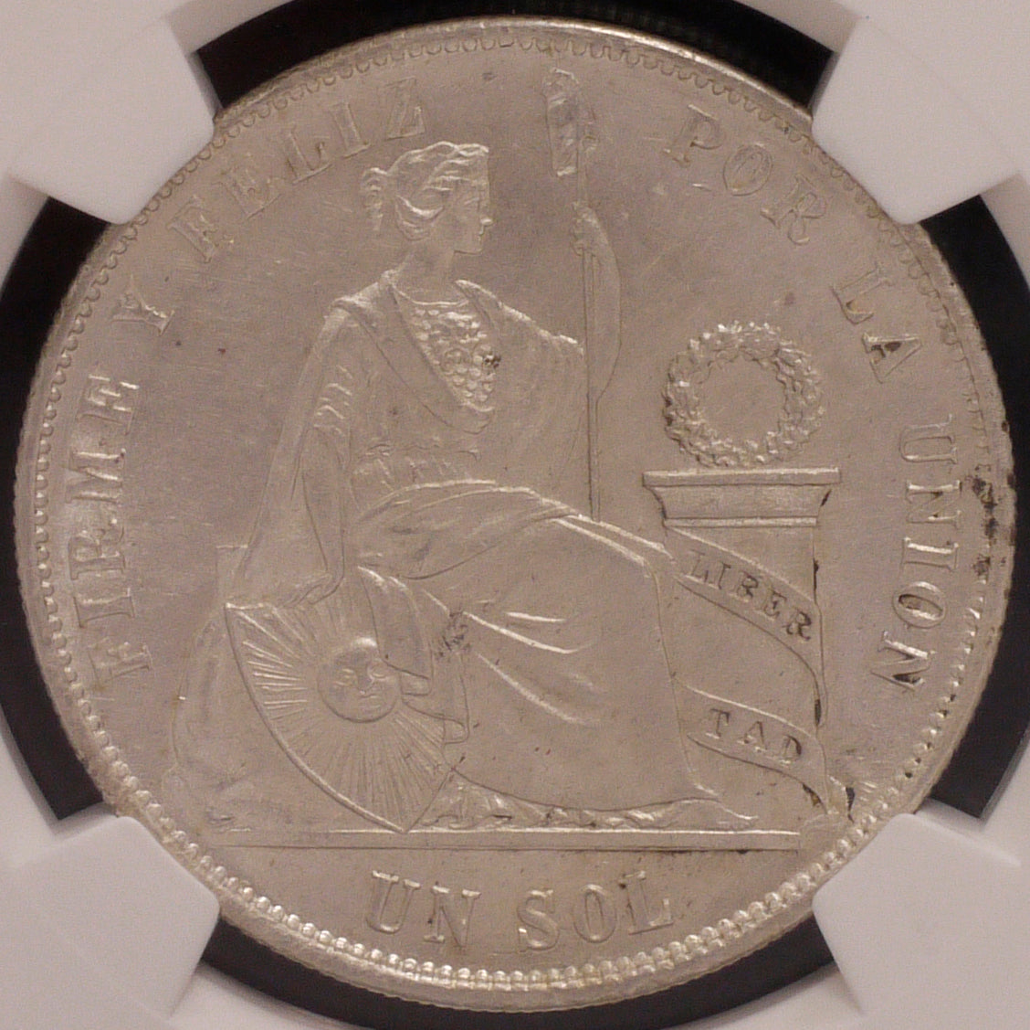 Peru Sol Gin Coin 1874 Liberty NGC UNC Details