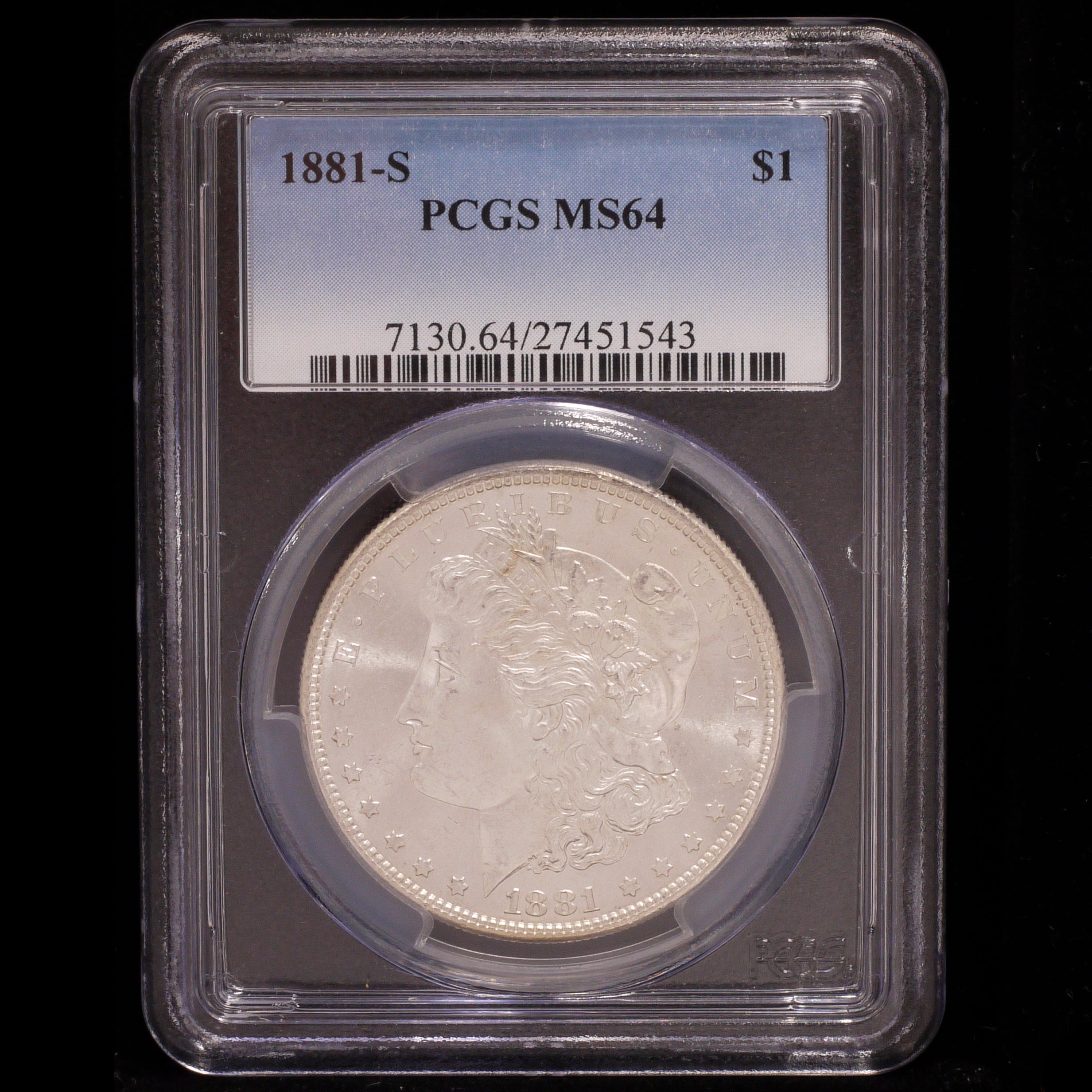 USA 1 dollar silver coin 1881 Morgan Dollar PCGS MS64