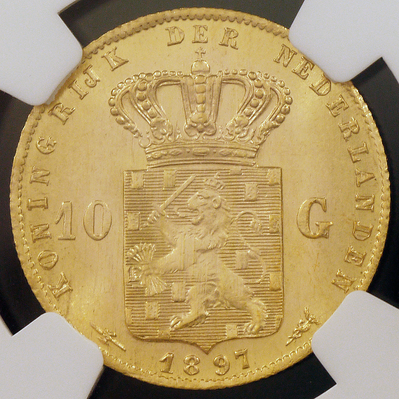 Dutch 10 Gourden Gold Coins 1897 Will Helmina