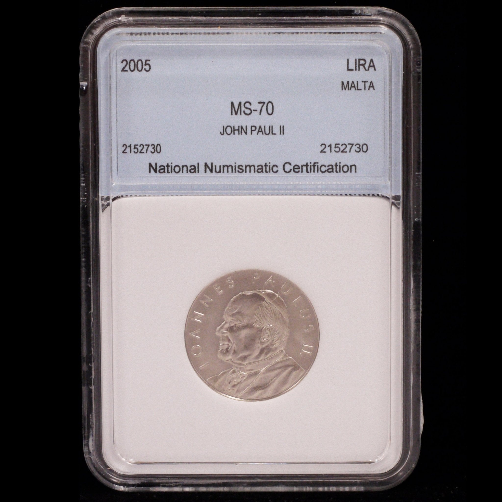 マルタ 1リラ白銅貨 2005年 ヨハネ・パウロ2世 NNC MS70 - NJ BUYER'S MARKETPLACE