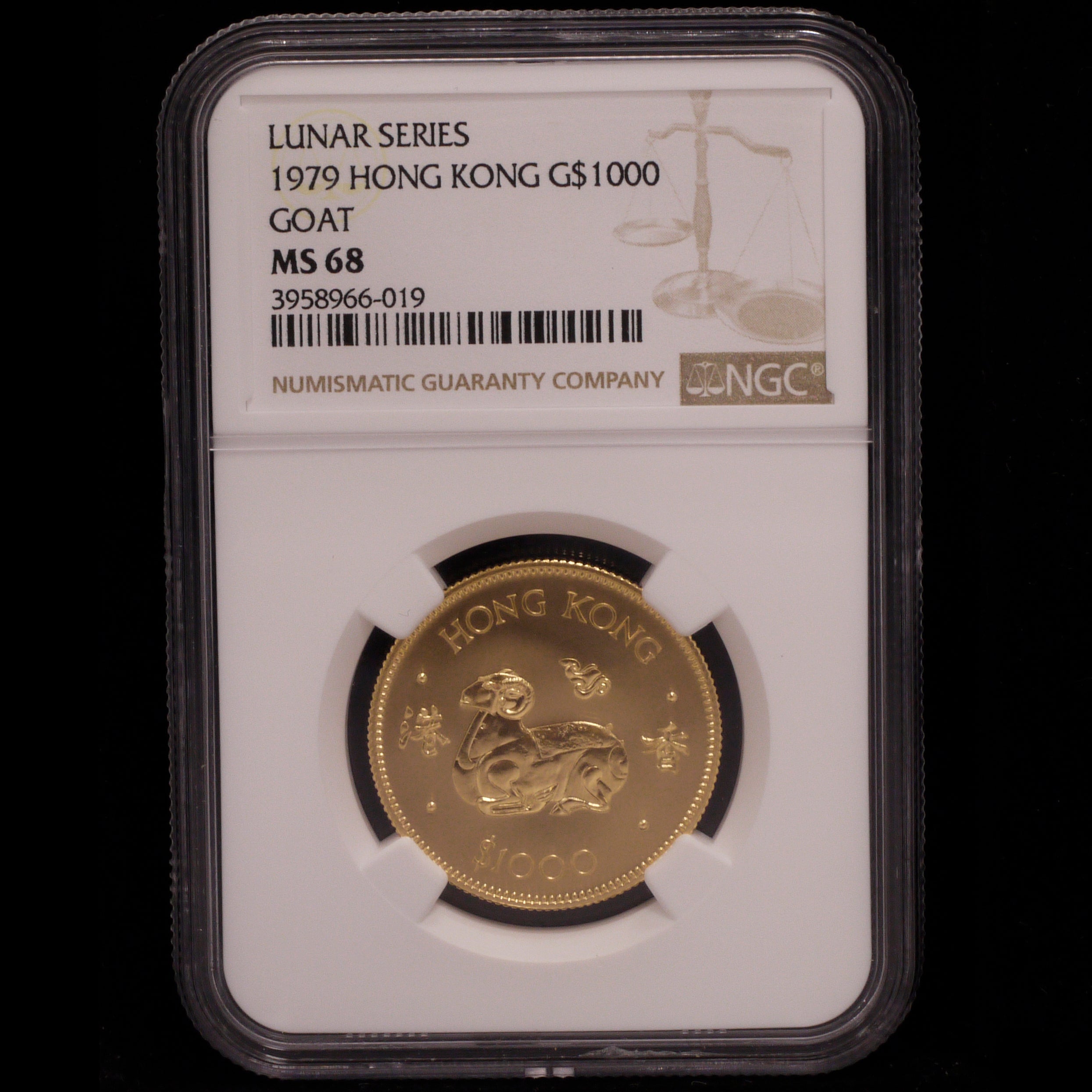 Hong Kong $ 1000 gold coins 1979 Zodiac Sheep NGC MS68